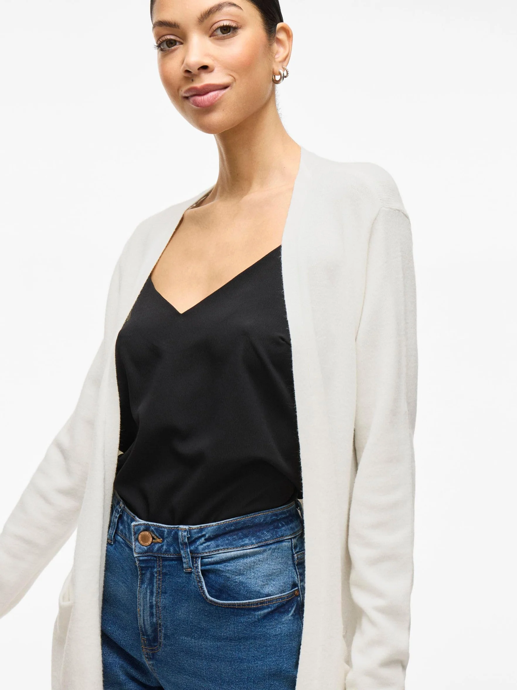 Vila Damen Viril L/S długi dzianinowy kardigan, kurtka strickjacke