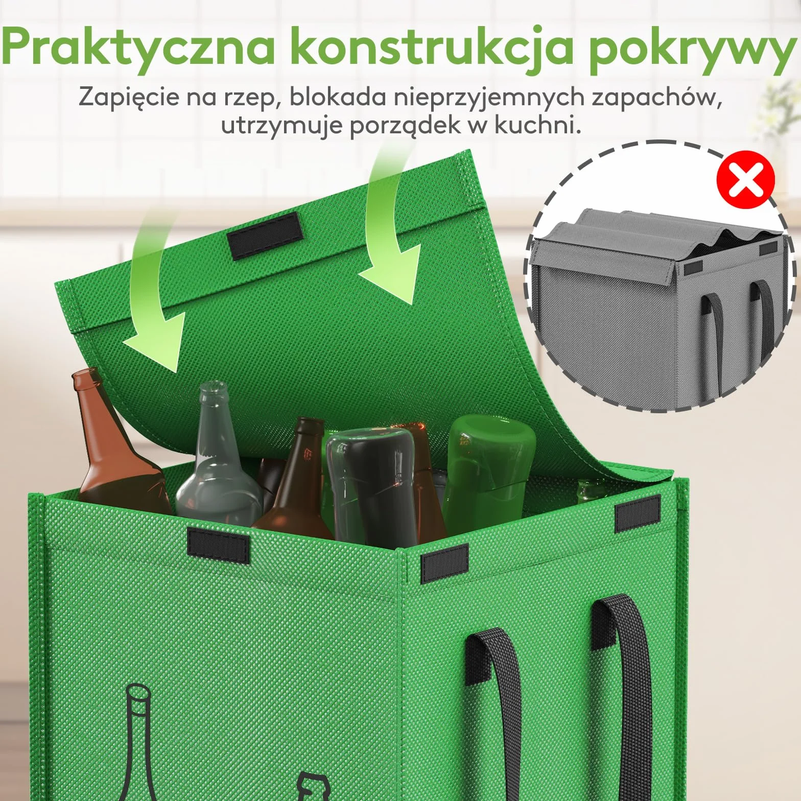 Lifewit System segregacji śmieci 3 przegródki 3 x 75 l pojemnik na odpady papier szkło plastik