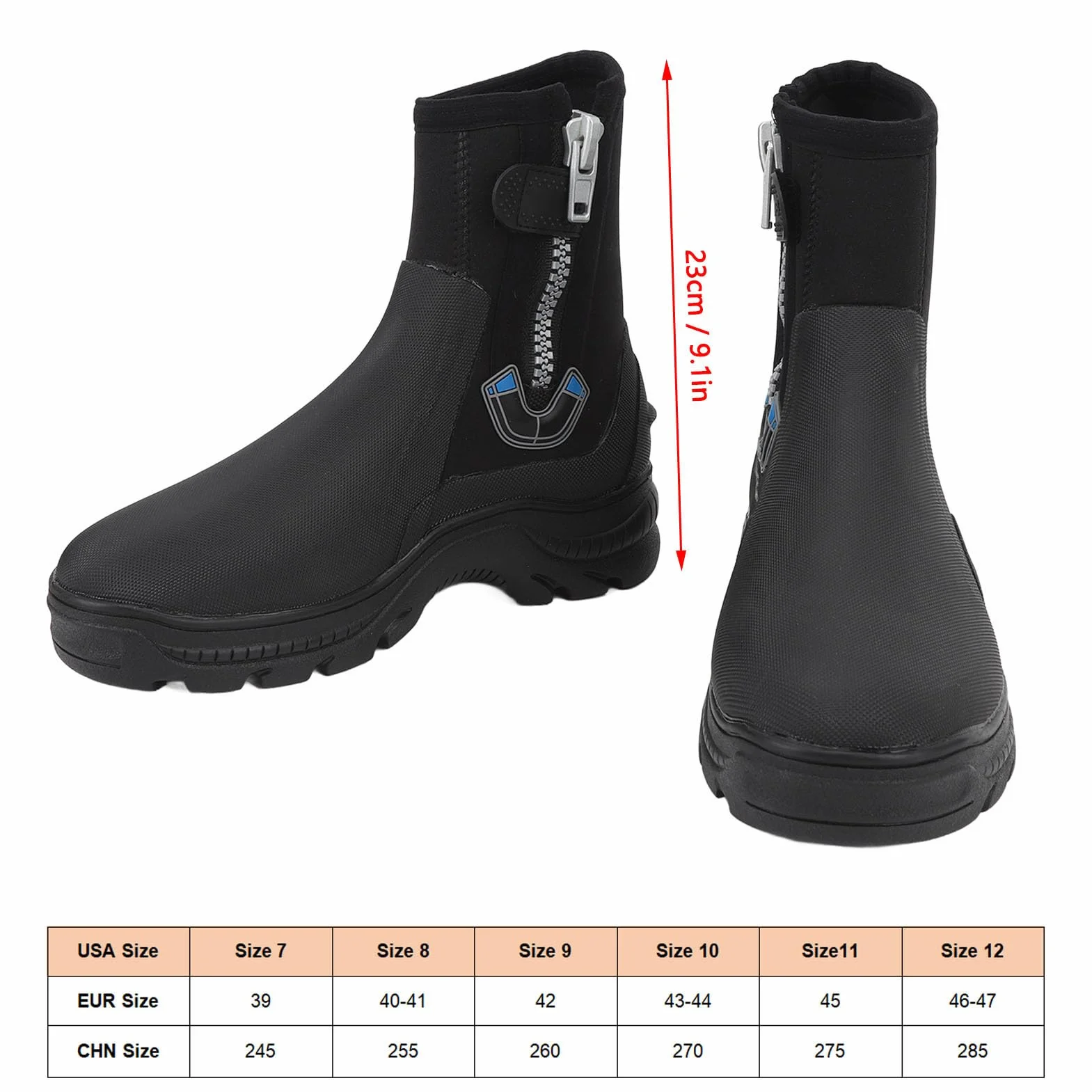 RiToEasysports Neoprenowe buty do nurkowania, zamek unisex o grubości 5 mm Buty do wody do uprawiania sportów wodnych i nurkowania z rurką (rozmiar 9)