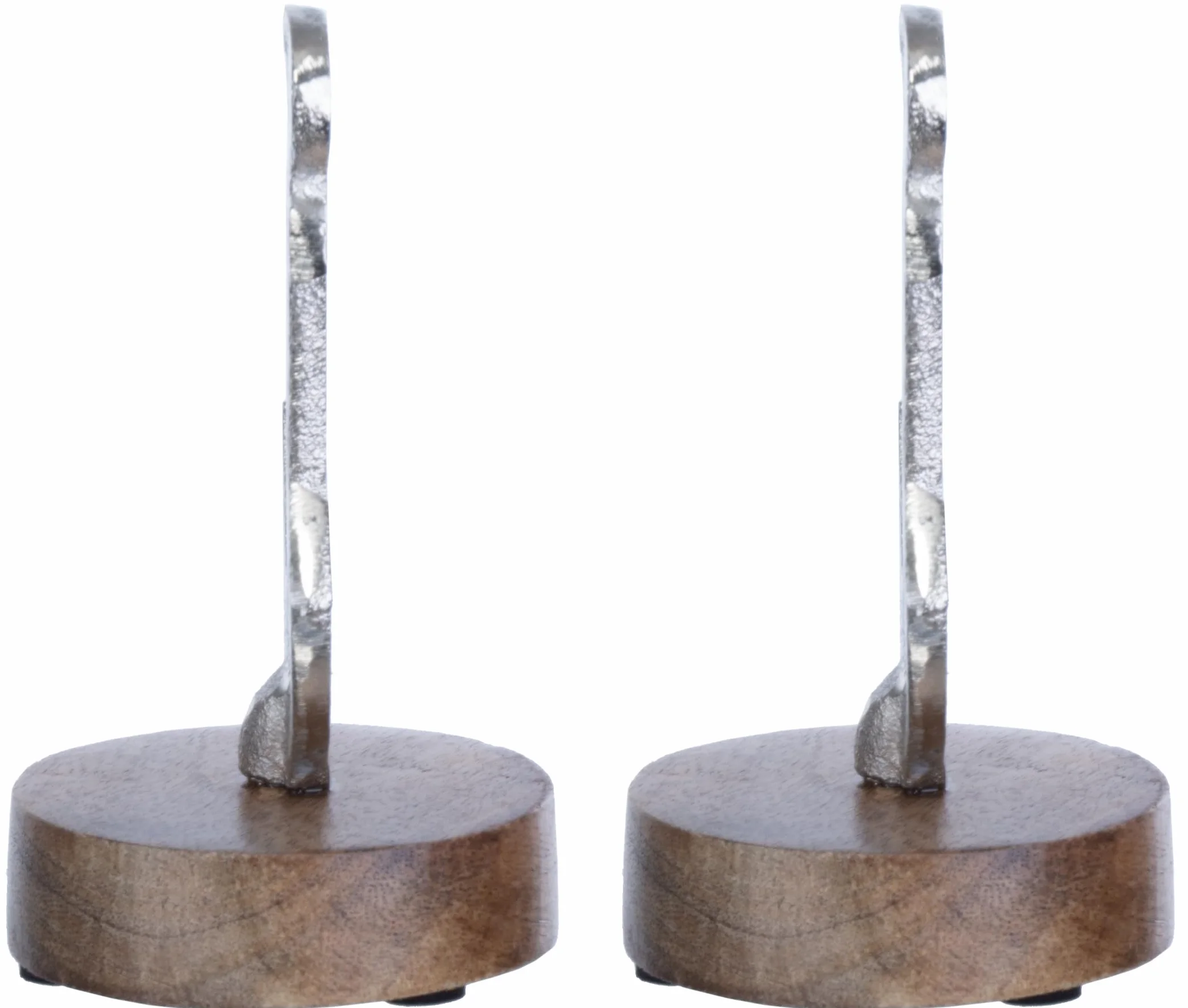 Dekoracyjny zestaw 2 szt. Mini kotwica na nóżce 12 x 7 x 6,5 cm na cokole z drewna mango/aluminium