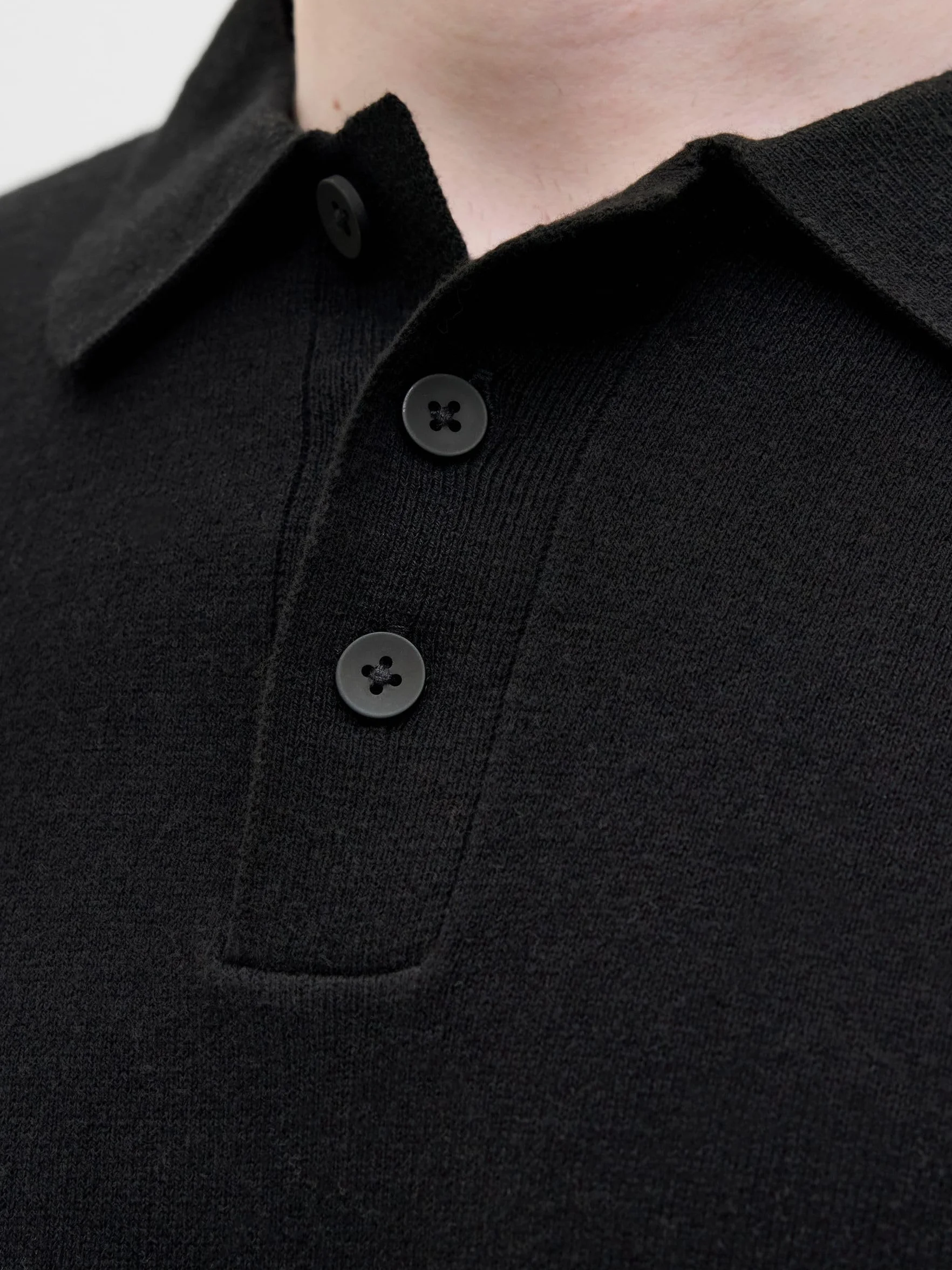 JJ REBEL Jrebcallum Knit Polo Ss męska koszulka polo, czarny, L