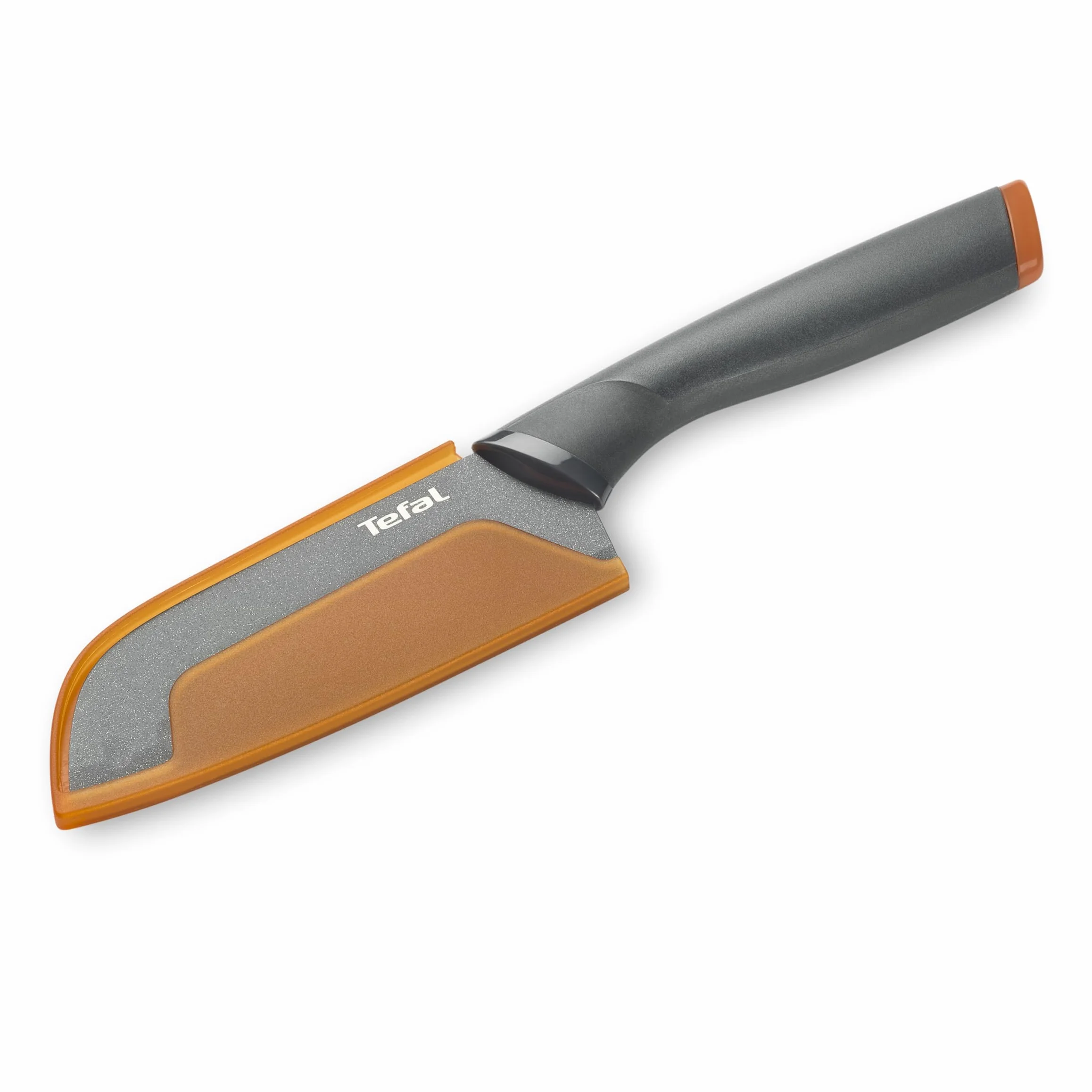 Tefal Fresh Kitchen nóż Santoku 12 cm stal nierdzewna powłoka zapobiegająca przywieraniu antracyt pomarańczowy