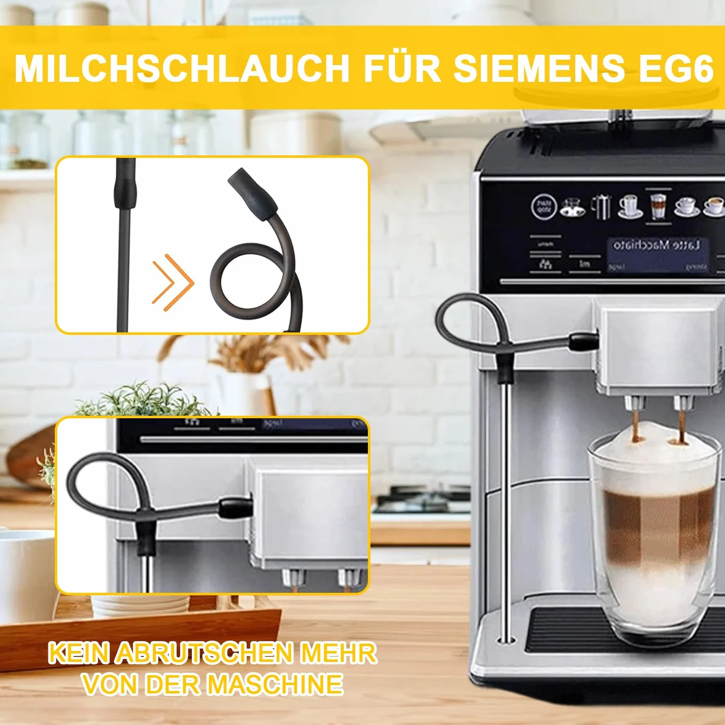 Wąż do mleka kompatybilny z Siemens Eq6 Bosch Veroaroma ekspres do kawy, stal nierdzewna, szczoteczka do czyszczenia