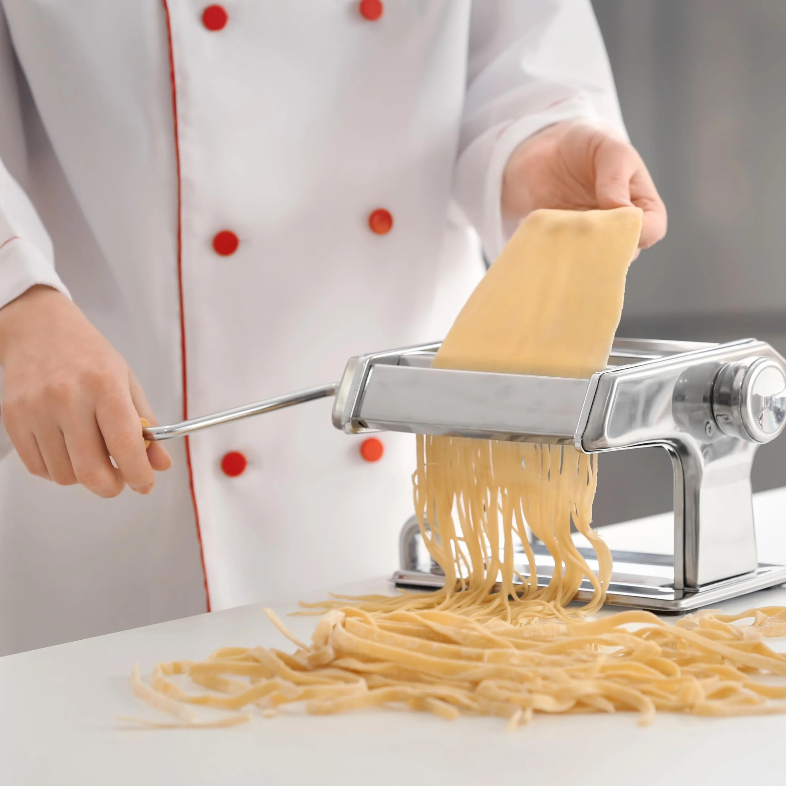 Retoo Ręczna maszynka do makaronu ze stali nierdzewnej, urządzenie do robienia makaronu, maszynka do makaronu do spaghetti, lasagne, tagliatelle, maszynka z wałkiem z zaciskiem stołowym dla