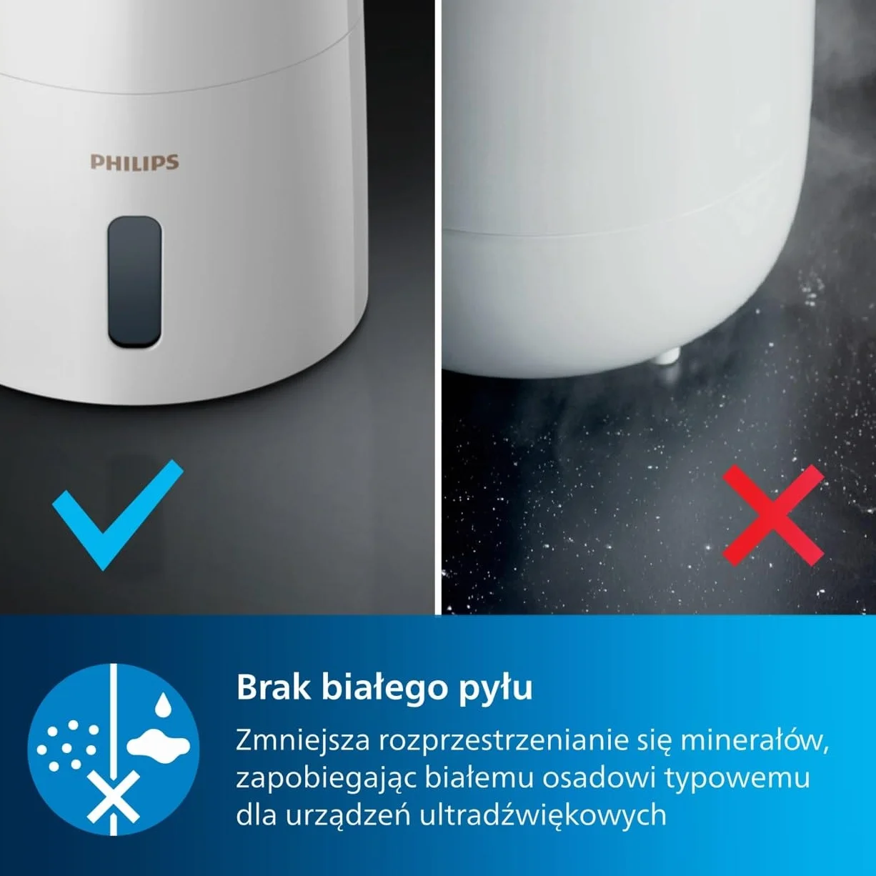 Philips Nawilżacz Ewaporacyjny Serii 3000 45 m² NanoCloud 300 ml/h 33 dB 3L biały HU3916/10