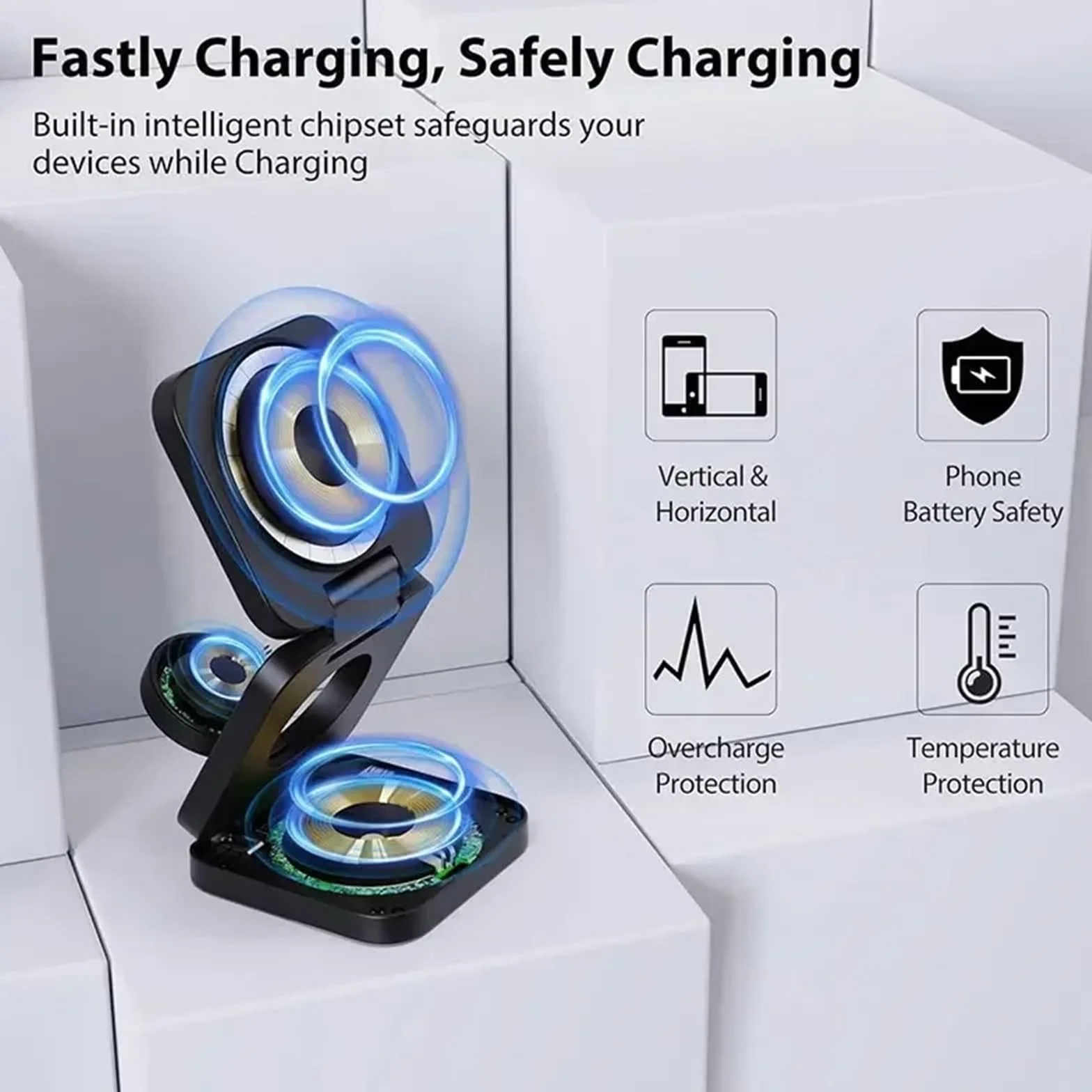 GUMMMY Bezprzewodowa ładowarka 3 w 1 stojak magnetyczna składana bezprzewodowa stacja ładująca do telefonu 15 14 13 12 Pro Max IWatch 8 9 ładowarka