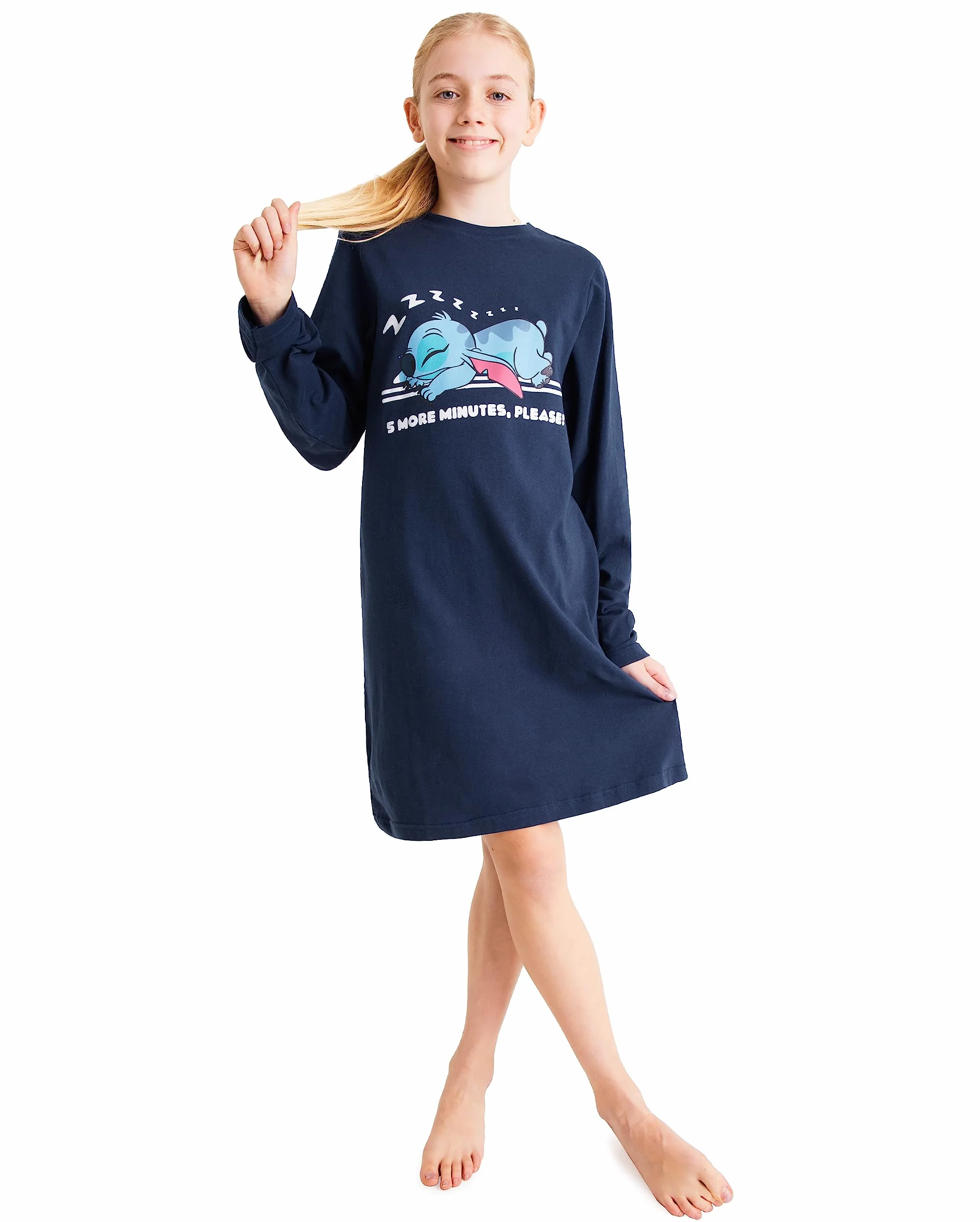 Disney Dziewczęca koszula nocna Lilo i Stitch piżama, prezenty ze ściegiem dla dziewcząt