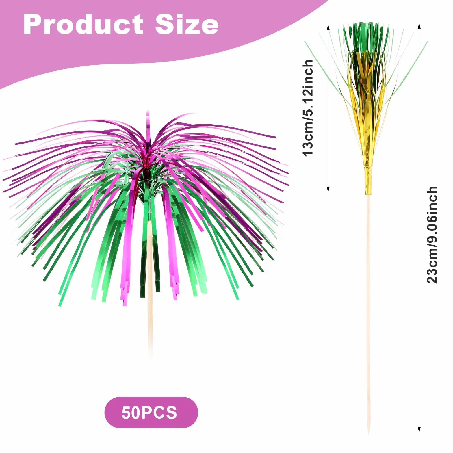Abeillo 50 sztuk szaszłyki koktajlowe 23 cm dwuwarstwowe wielokolorowe parasole koktajlowe