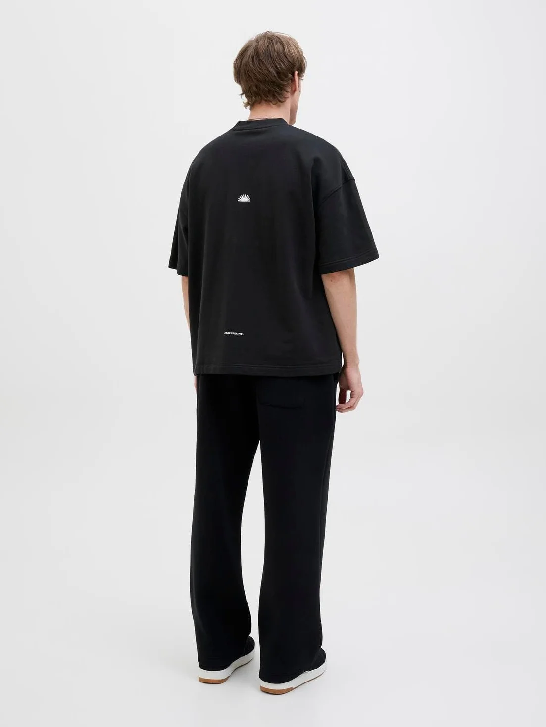 JACK & JONES Jcoinfinity Print Back Sweat Ss męskie, czarny, L
