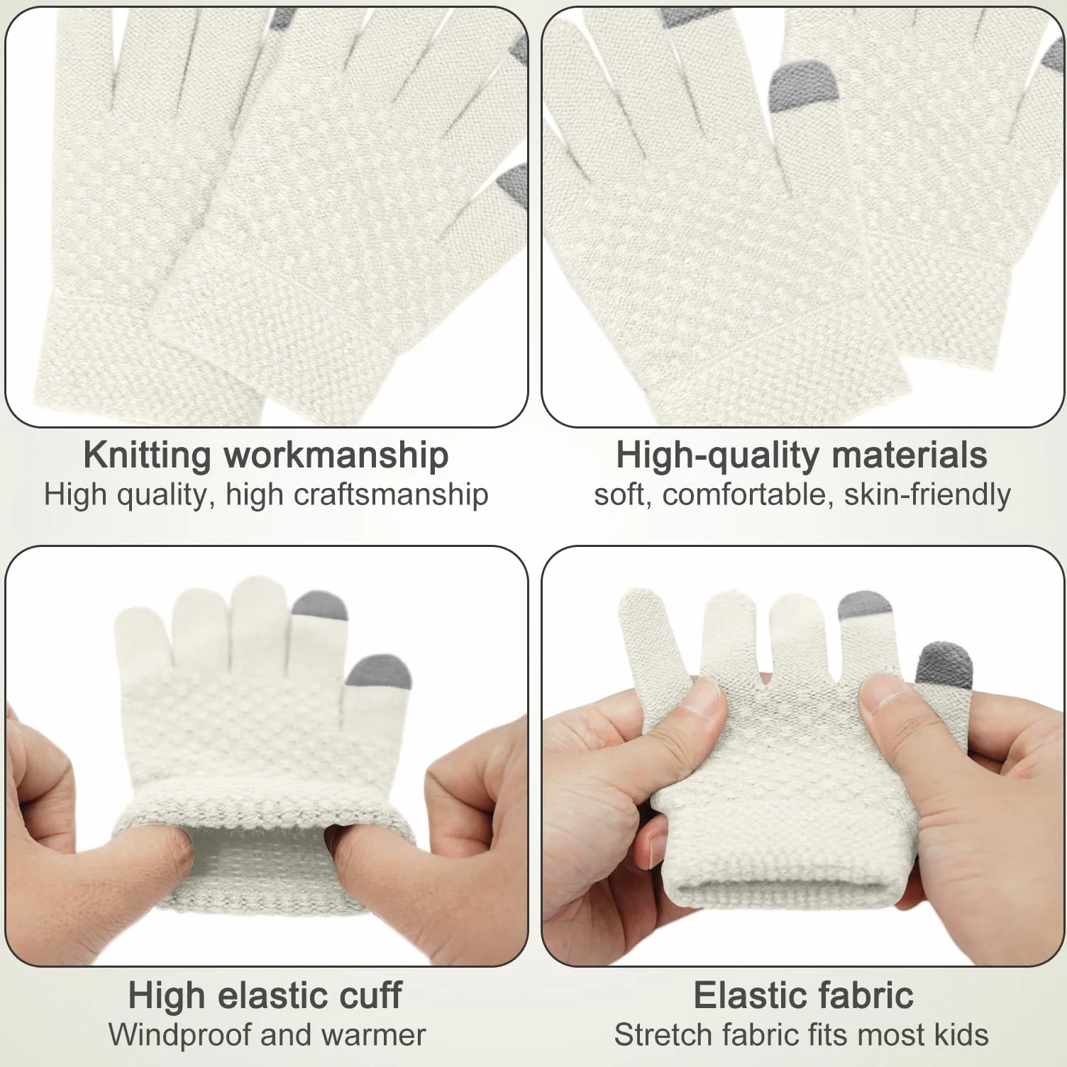 Baynetin Dziecięca czapka zimowa, szalik, rękawiczki, zestaw 3 szt., ciepła pomponowa, czapka beanie, czapka z ekranem dotykowym, okrągły zestaw z polarową podszewką, dla chłopców i dziewczynek w
