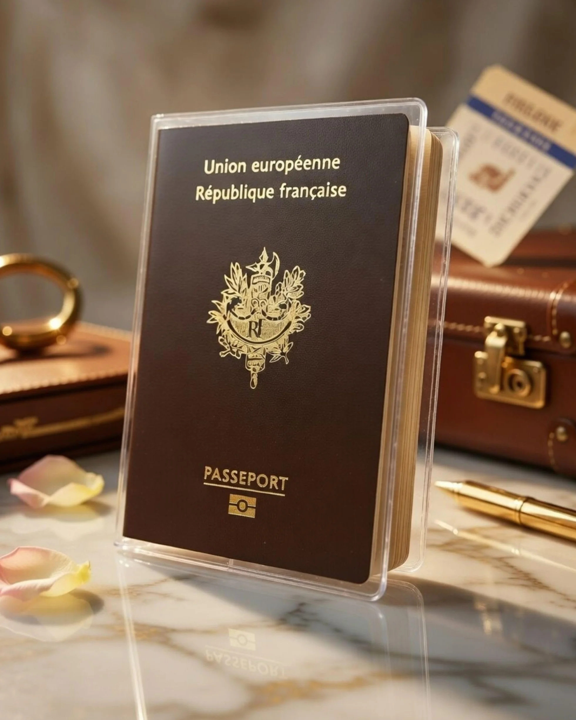 Ugozen Przezroczyste etui paszportowe z miękkiego PVC Crystal, Kryształ, standard, Minimalistyczny