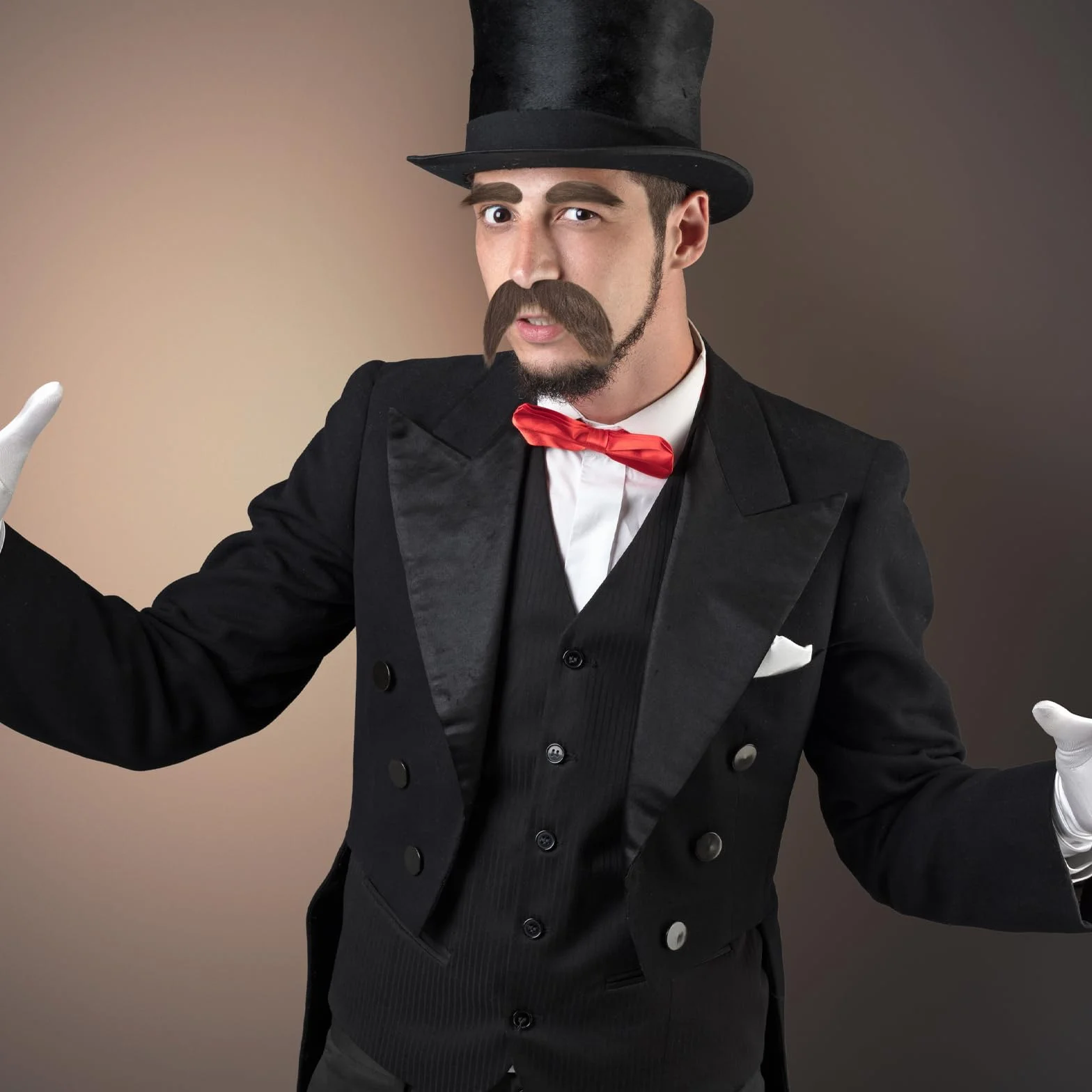 Tyqour 6 sztuk wąsów i brwi do przyklejenia, sznaucer samoprzylepny, sztuczne brody, klej DIY, sztuczne wąsy, na Halloween, Boże Narodzenie, karnawał, urodziny i imprezę