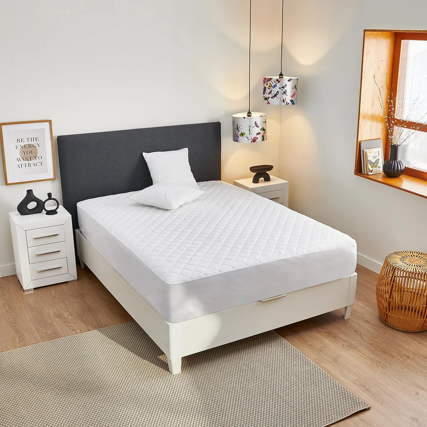 Pikolin Pikowany ochraniacz na materac z włókna, wodoodporny, przeciw roztoczom, biały Cama 140-140 x 190/200 cm, biały