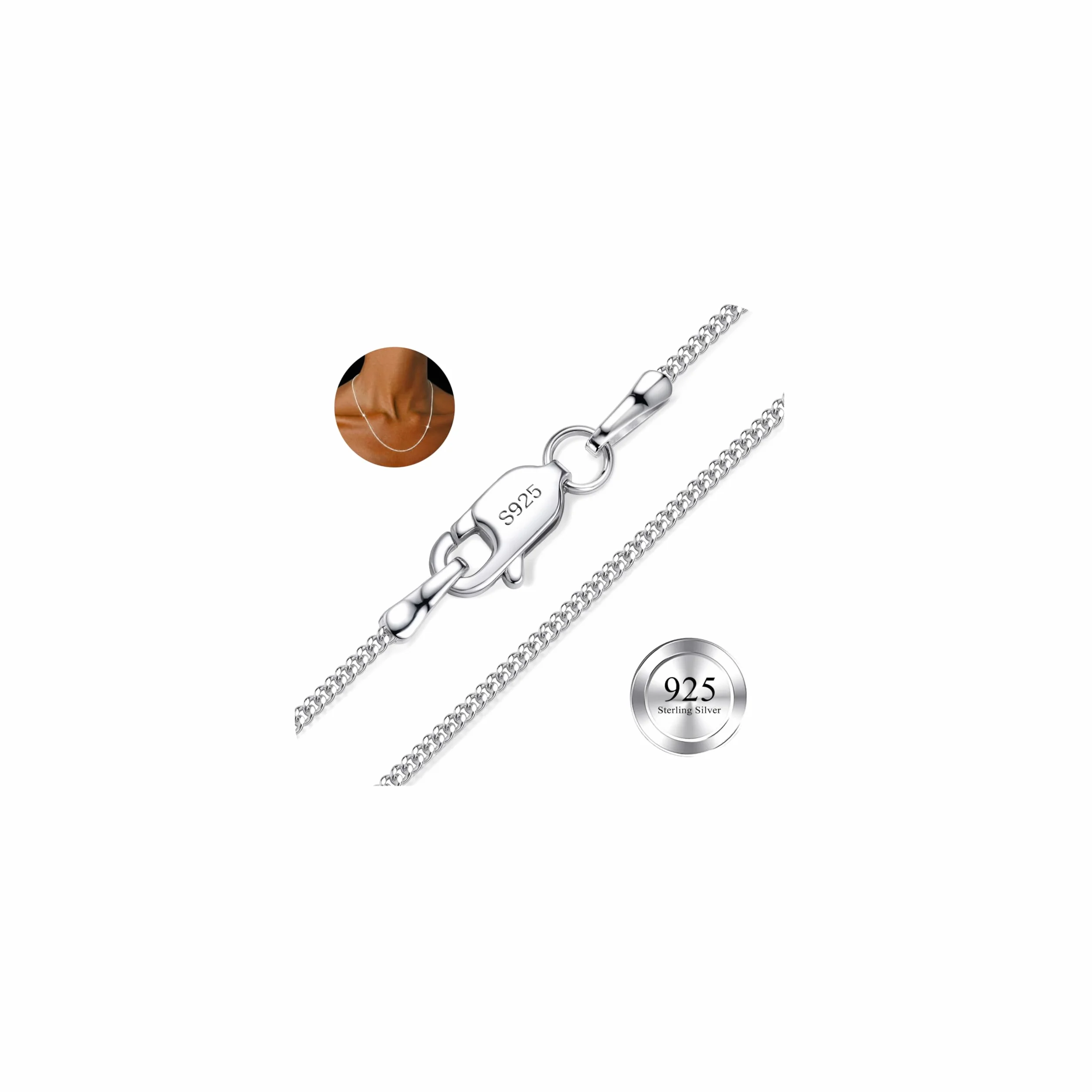 Dochais Naszyjnik damski srebro 925 szerokość 2 mm/3 mm łańcuszek damski srebrny 925 długość 41/46/51/56 cm łańcuszek na szyję prezenty