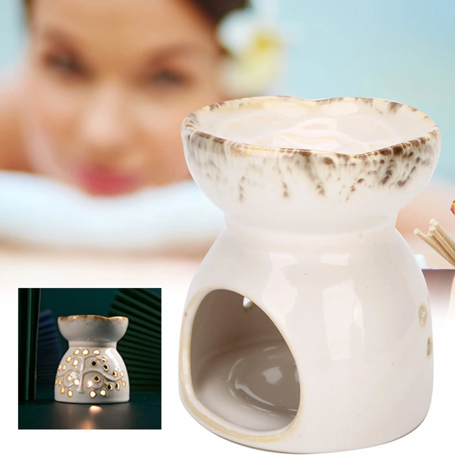 Podgrzewacz do Topienia Wosku Tea Light, Ceramiczny Palnik Zapachowy Palnik Woskowy Palnik Olejowy do Olejków Zapachowych Olejek Zapachowy Palnik świetlny Świeca Piec do
