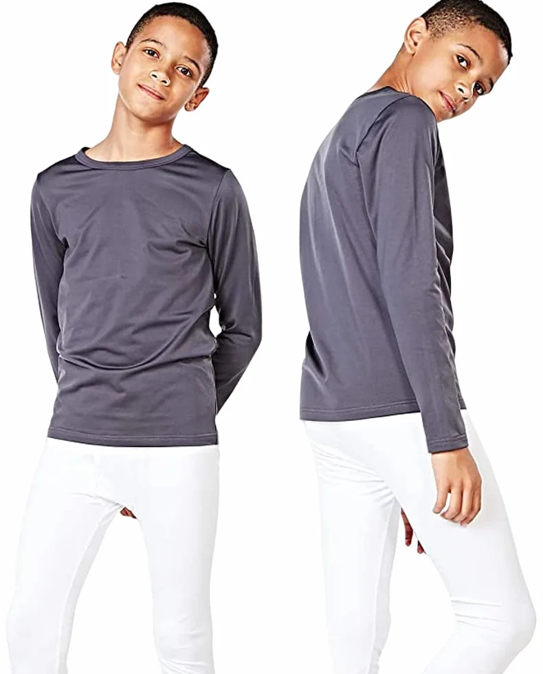 orbiz 2 x unisex dzieci dzieci termiczna czarna bielizna koszula z długim rękawem top ciepła kamizelka