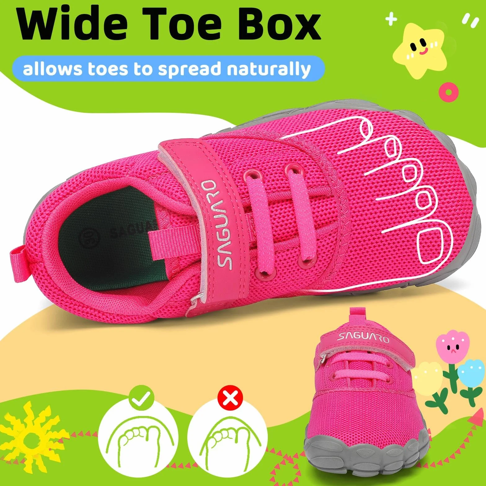 SAGUARO Dziecięce buty Barfoot miękkie i lekkie minimalistyczne buty, rozmiary 24-36