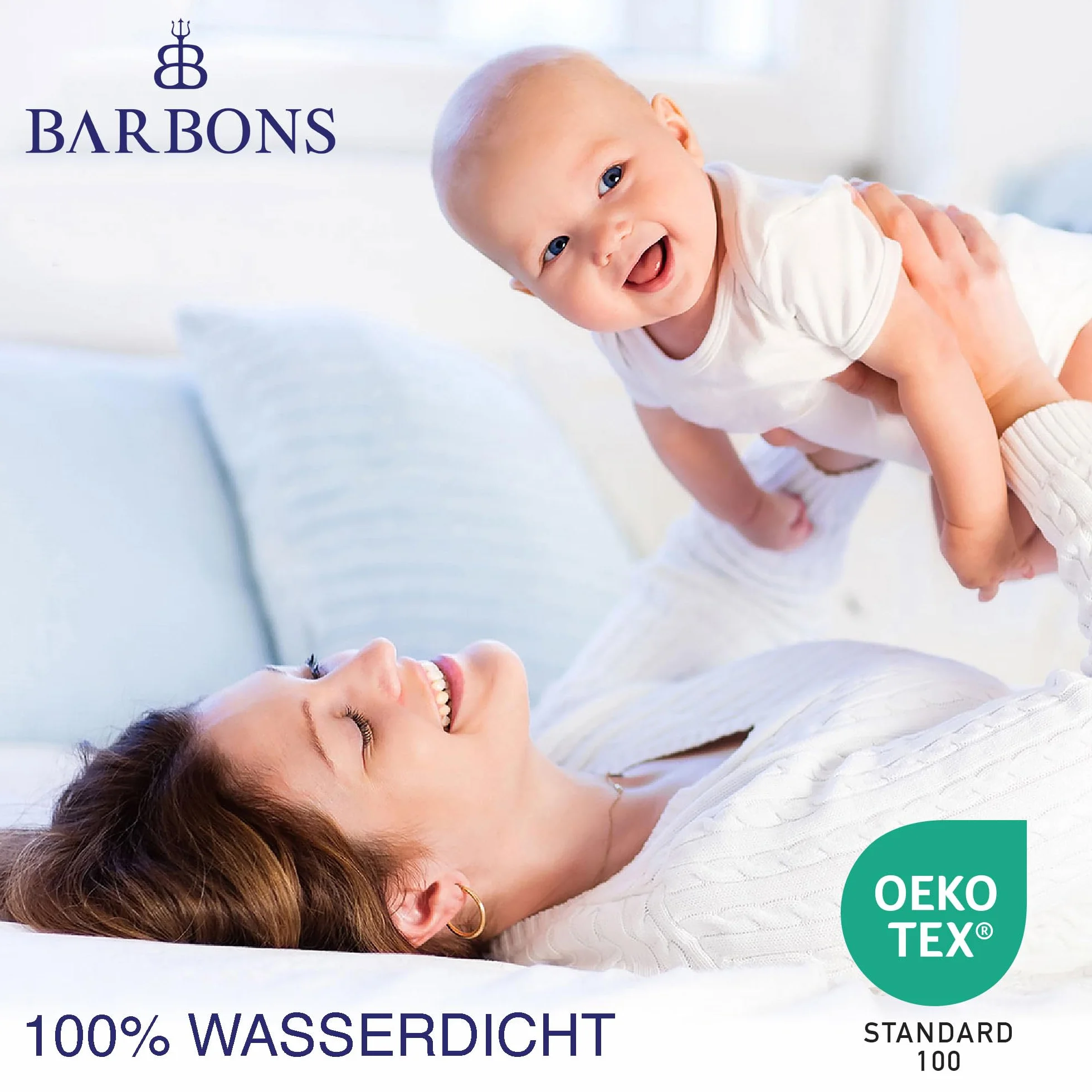 BARBONS Ochraniacz na materac 200 x 200 Öko-Tex wodoszczelny bawełniany