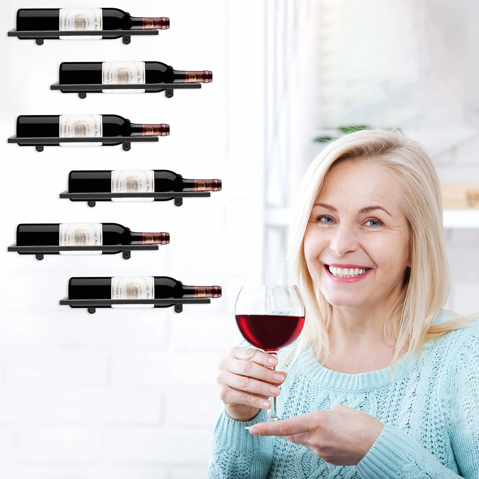 Metalowy Stojak na Wino Montowany na Ścianie, Wiszący Regał na Butelki