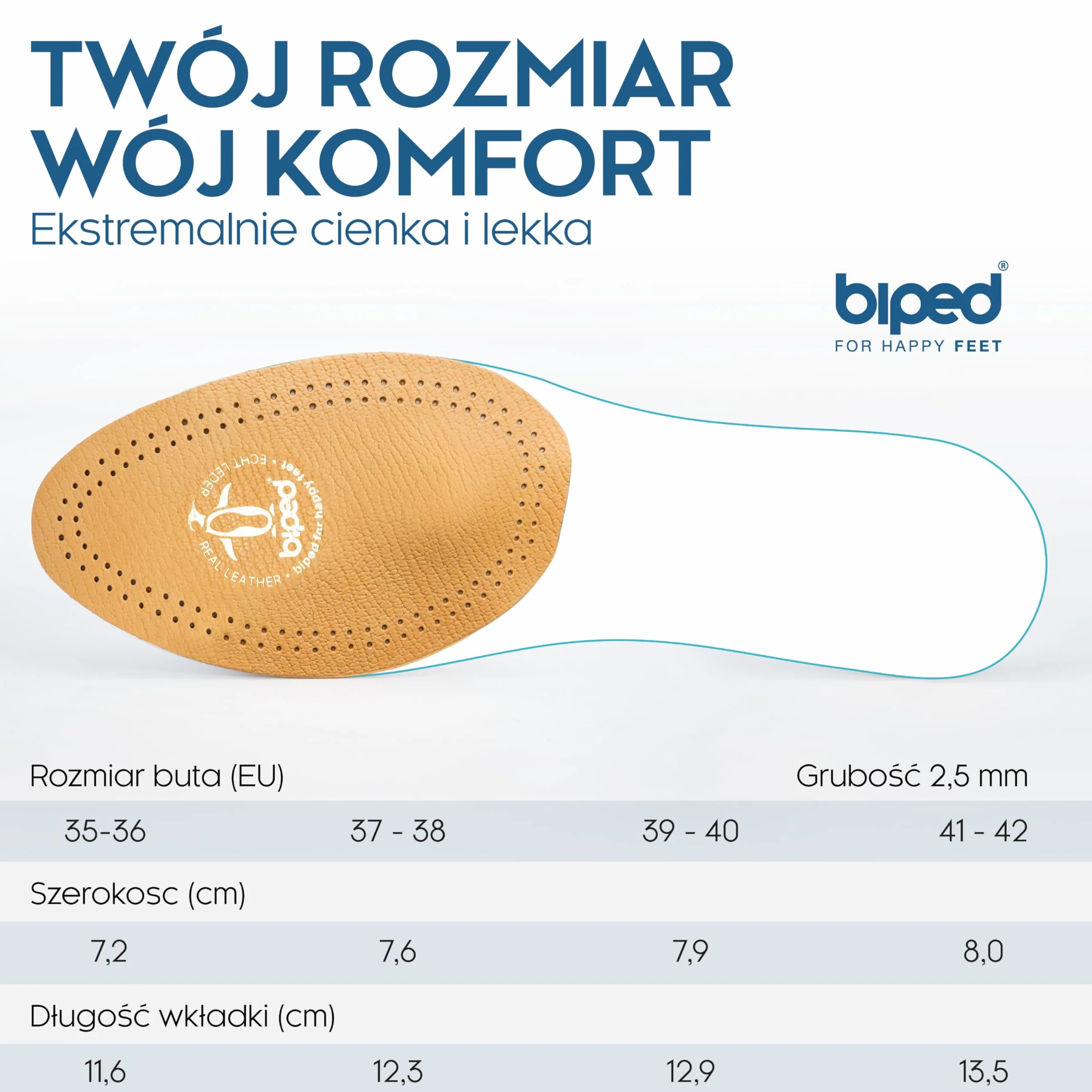 biped skórzana półwkładka z pelotą – wsparcie przodostopia przy płaskostopiu poprzecznym – skórzane wkładki damskie – samoprzylepna poduszka pod przodostopie z1783(37-38)