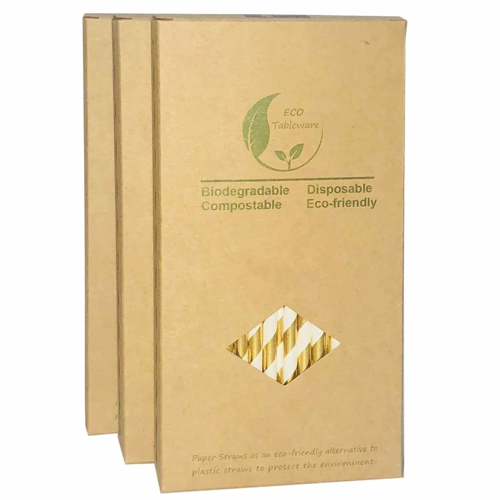 100% biodegradowalne - trwałe słomki papierowe, 100 sztuk pięknego papieru słomkowego w 1 pakiecie, 4 różne kolory, 25 sztuk na wymiar: 19,7 x 0,6 cm.
