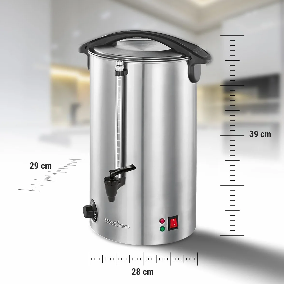 ProfiCook PC-HGA 1196 - Dozownik gorących napojów - Zbiornik automatyczny 7 L - Stal nierdzewna - 1500 W - Kolor srebrny