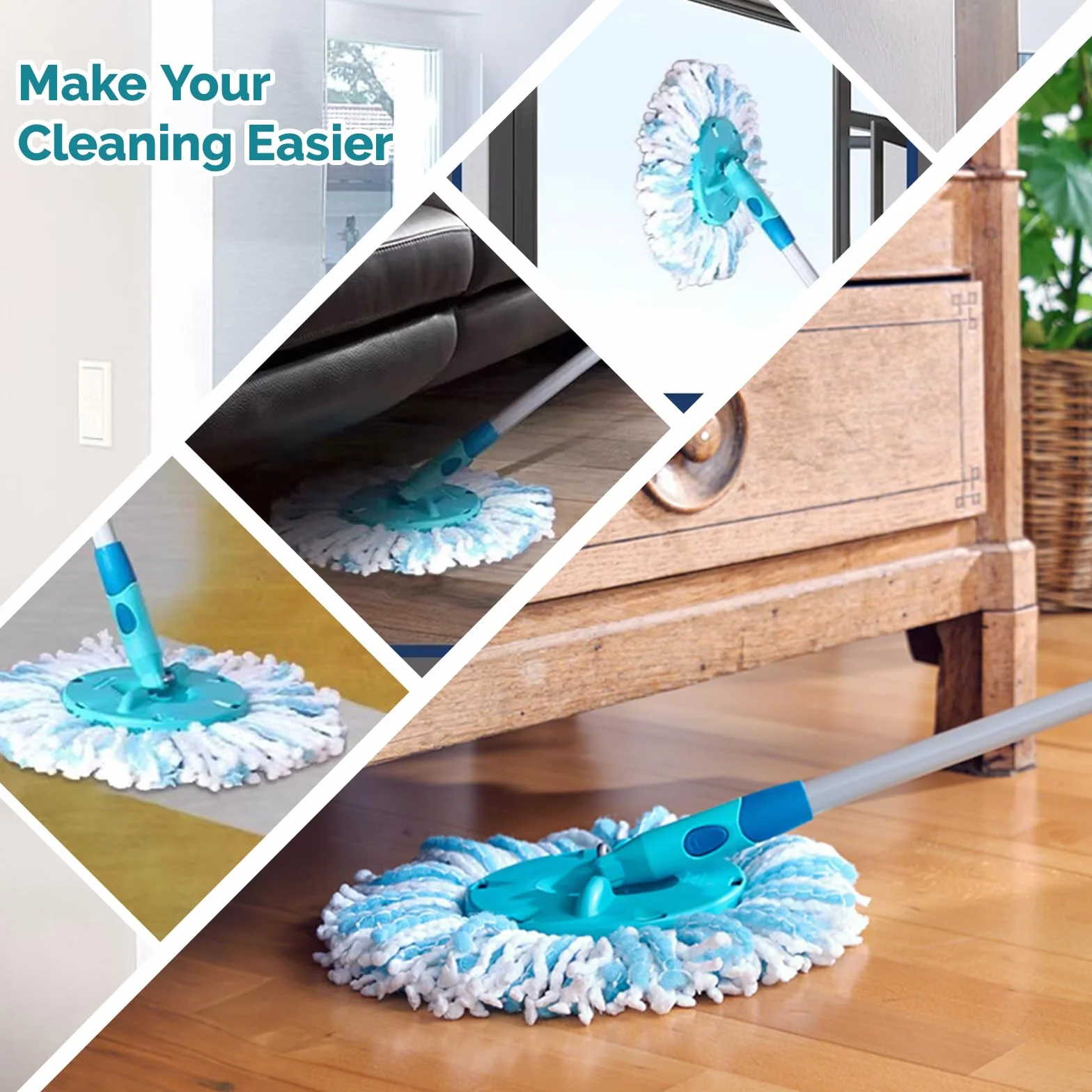 4 Sztuki Wymiennych Głowic, Kompatybilny z Leifheit Clean Twist Disc Mop, Materiał z Mikrofibry, Do Wszystkich Typów Podłóg, Skuteczne Usuwanie Brudu, Idealne do Firmy, Domu, Szkoły