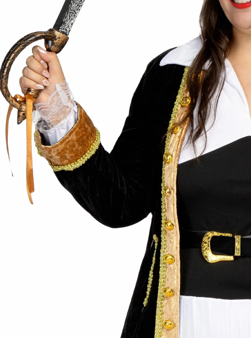 Funidelia | Kostium Piratka Deluxe Kolekcja Kolonialna dla kobiet Korsarz Bukanier - Strój dla dorosłych i zabawne akcesoria na imprezy karnawał i Halloween - Czarny