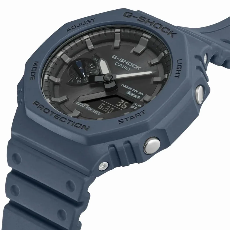 Casio G-Shock męski niebieski zegarek GA-B2100-2AER, Niebieski, Bransoletka