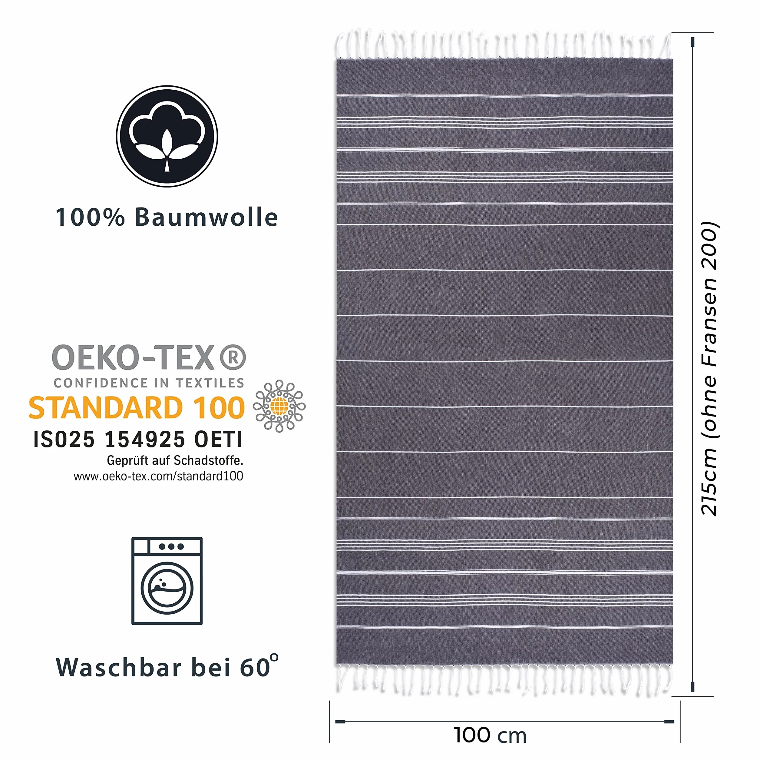 Ręcznik premium 100% bawełna Oeko-Tex 200 duży XXL 100 x 200 cm antracytowy