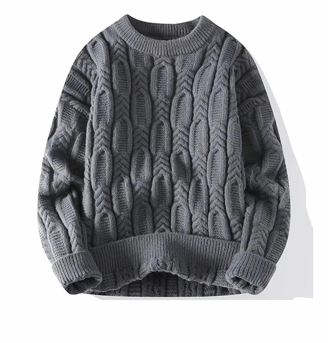 Męski ciepły sweter z dzianiny luźny sweter na co dzień sweter z długim rękawem sweter z dzianiny sweter