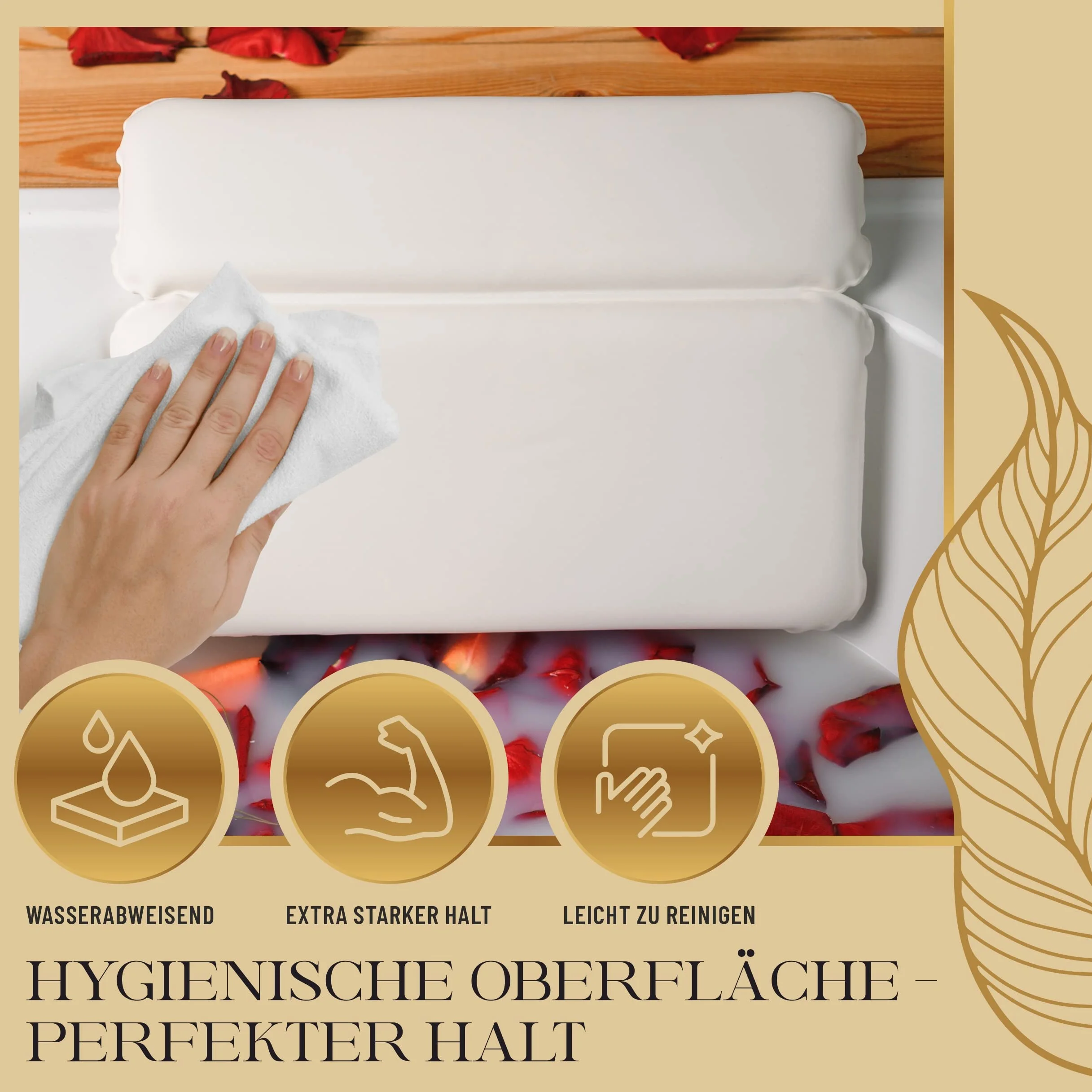 Poduszka do wanny ergonomiczna łazienkowa z wypełnieniem piankowym 4D antybakteryjna na kark i plecy