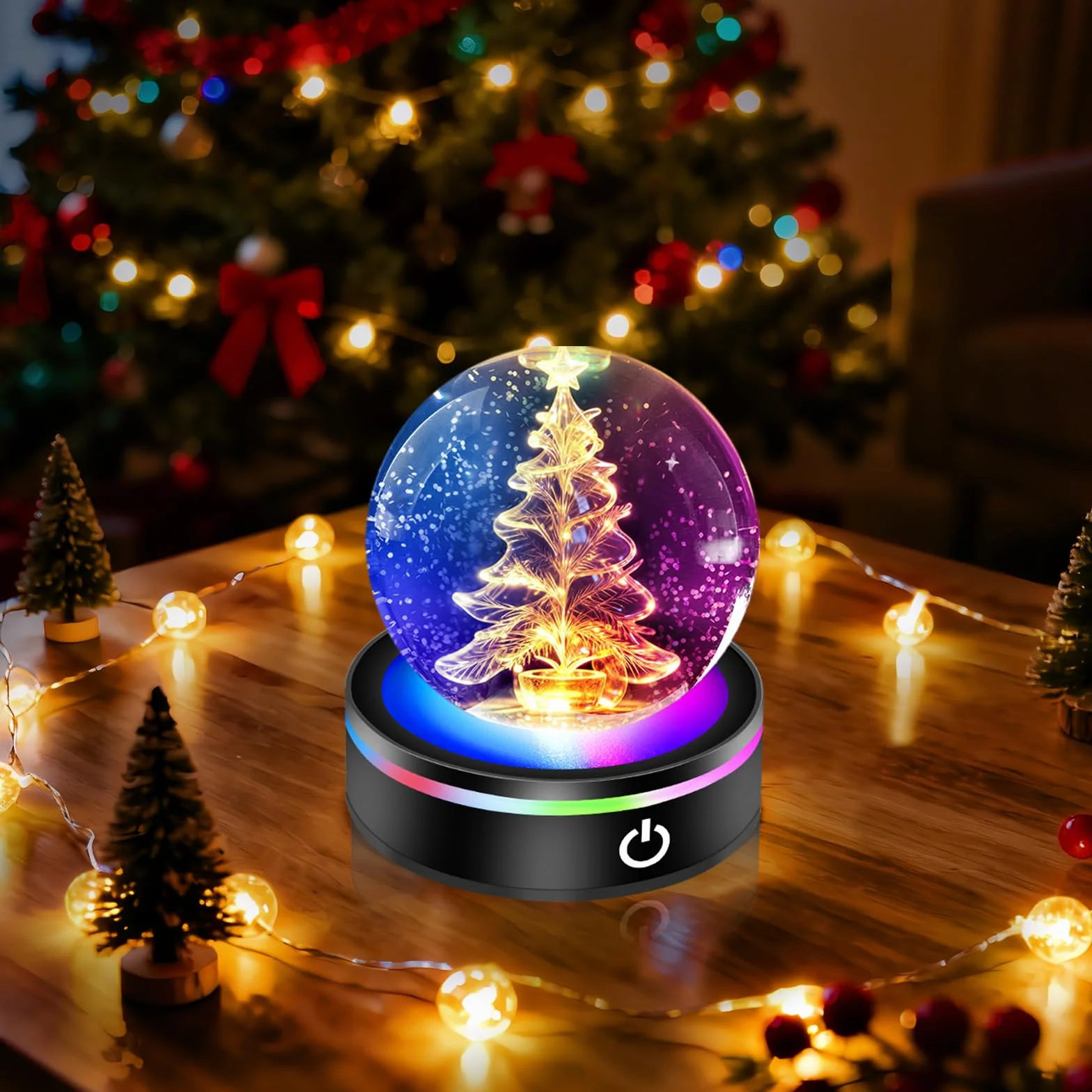EEEKit Podstawka LED, Zestaw 2 Kolorowych Lamp, Stojak na Kryształy z Zmianą Kolorów do Szklanej 3D Sztuki