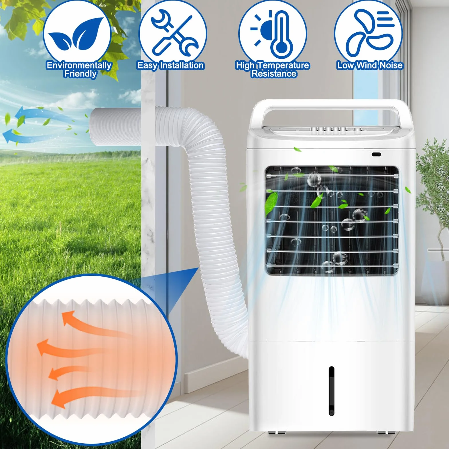 Wąż do Klimatyzacji Przenośny 150 mm 2M/3M Wąż Wylotowy do Klimatyzatora, Suszarki, Okapu Kuchennego (2M)