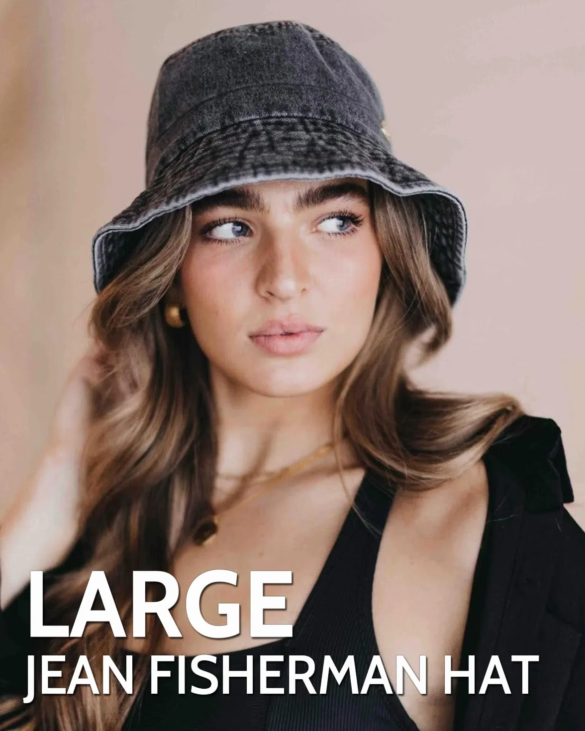 Zylioo XXL XL L M Denim Wiadro Kapelusz przeciwsłoneczny, Ponadwymiarowy Jean Czapki Rybackie, Regulowane Pakowalne Letnie Kapelusze Podróżne