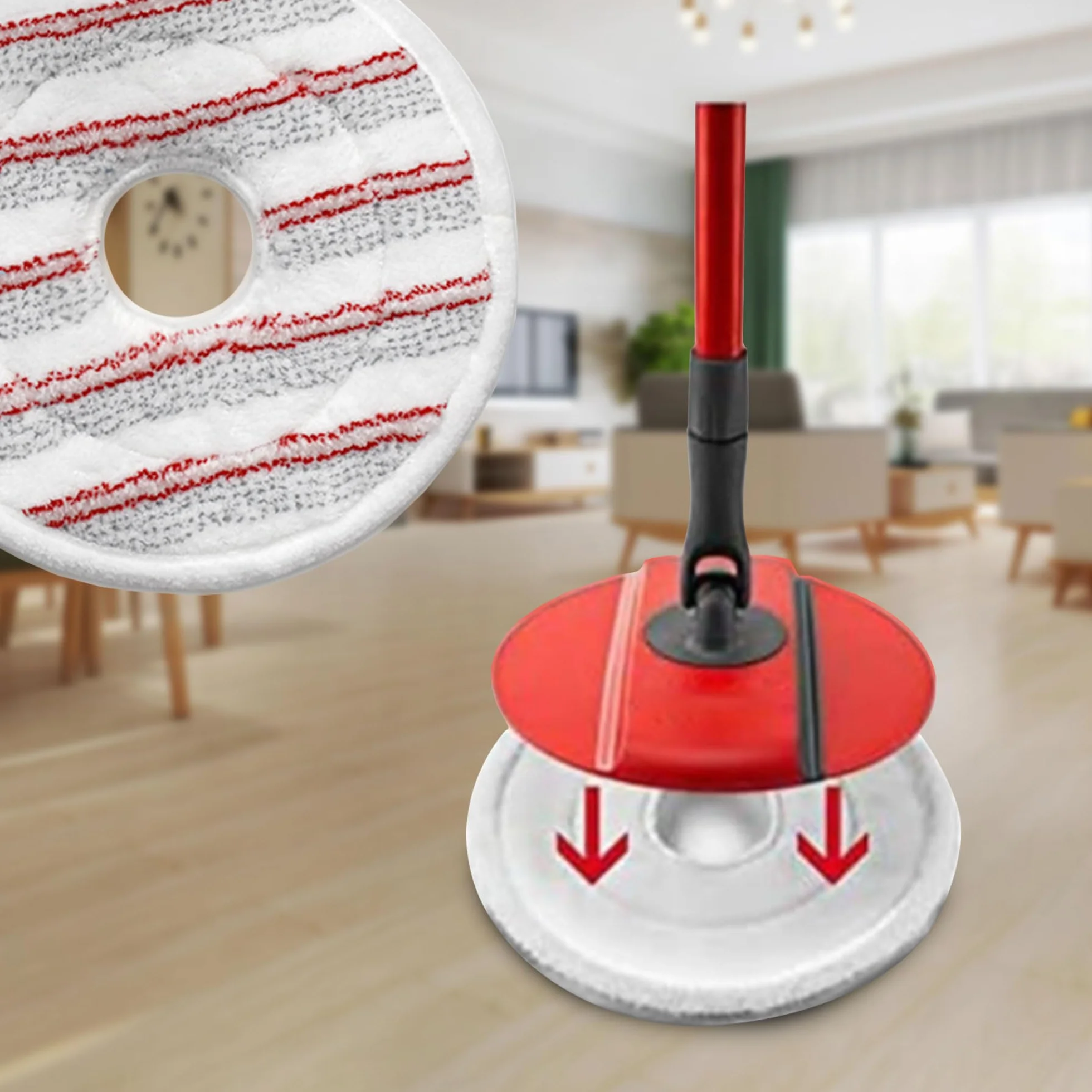 Wkład z mikrofibry do Vileda Spin and Clean Mop, wymienna głowica mopa czerwony