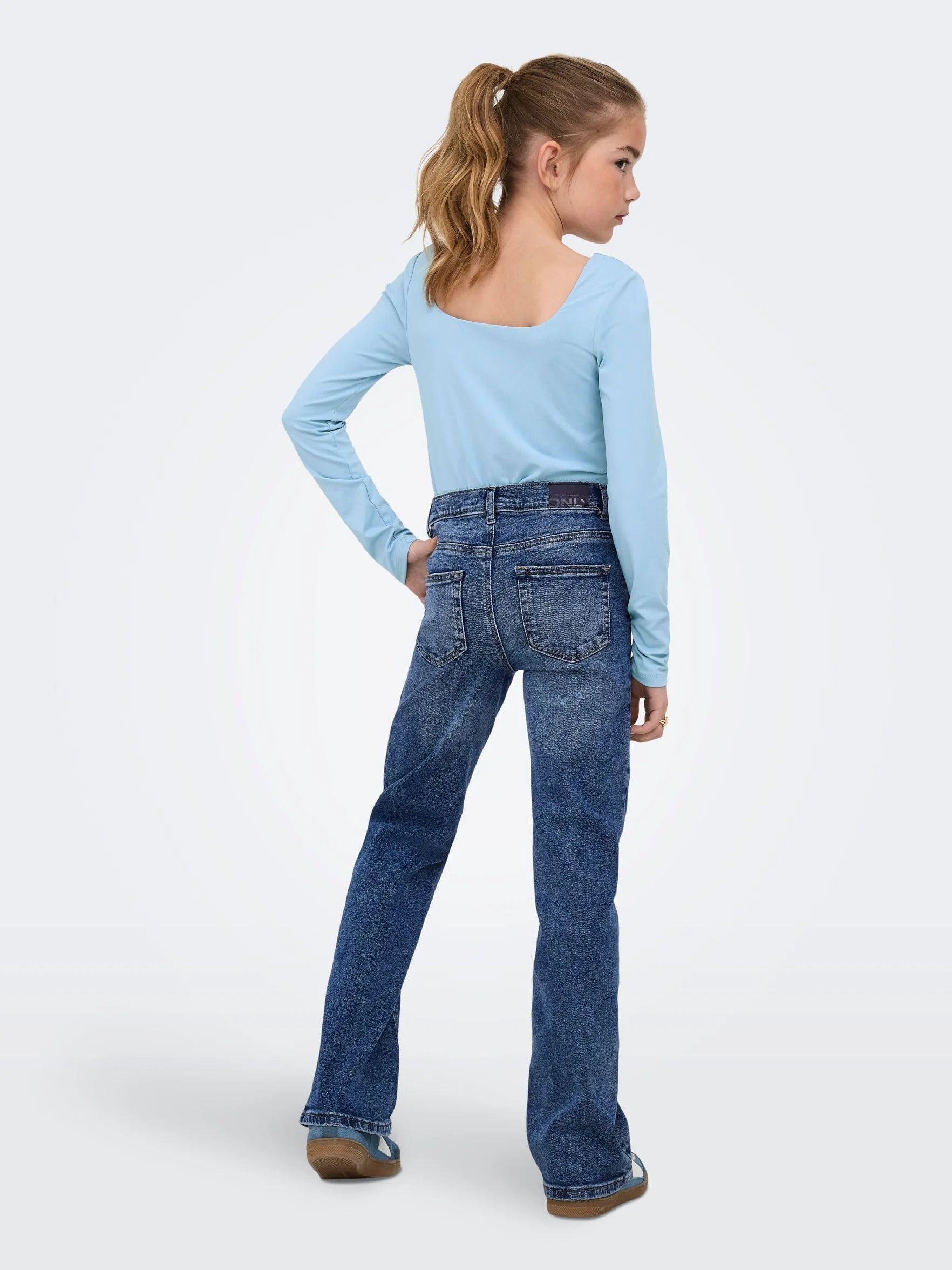 ONLY KIDS Girl's KOGJUICY Wide Leg Dest DNM CRO557 NOOS spodnie, Medium Blue Denim, 158