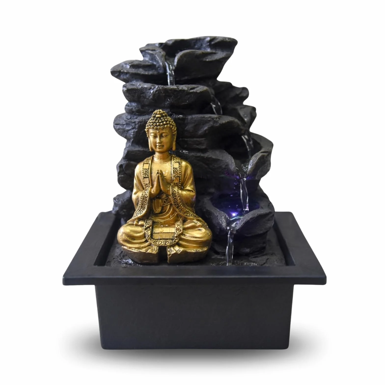 Zen'Light Shira fontanna pokojowa z pompą i oświetleniem LED, żywica syntetyczna, rozmiar uniwersalny