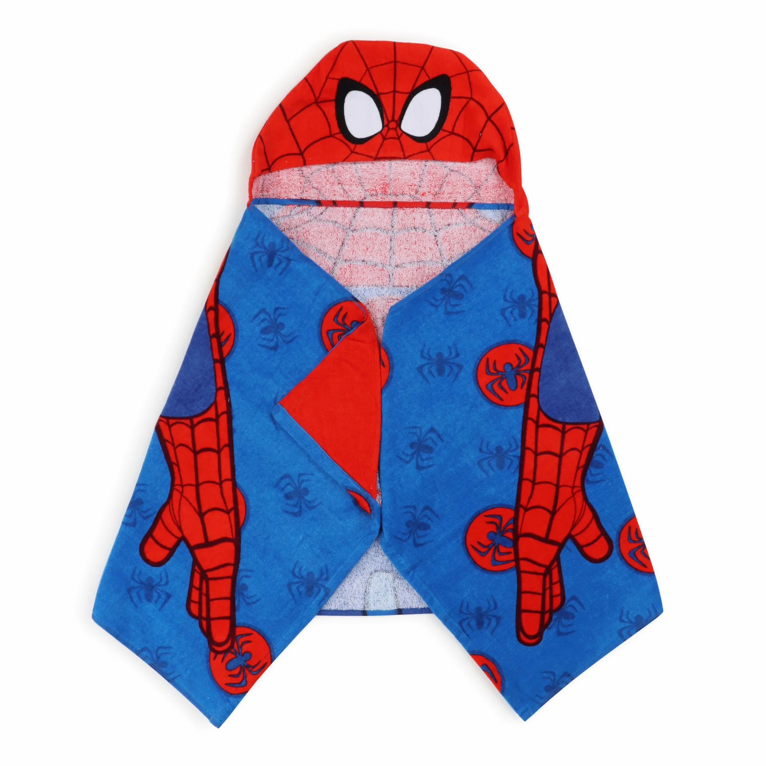 Jay Franco Marvel Spidey i jego fajni przyjaciele - ręcznik z kapturem 56 × 56 cm dla dzieci, super miękki do łazienki, plaży, basenu i podróży, oficjalnie licencjonowany produkt, niebieski