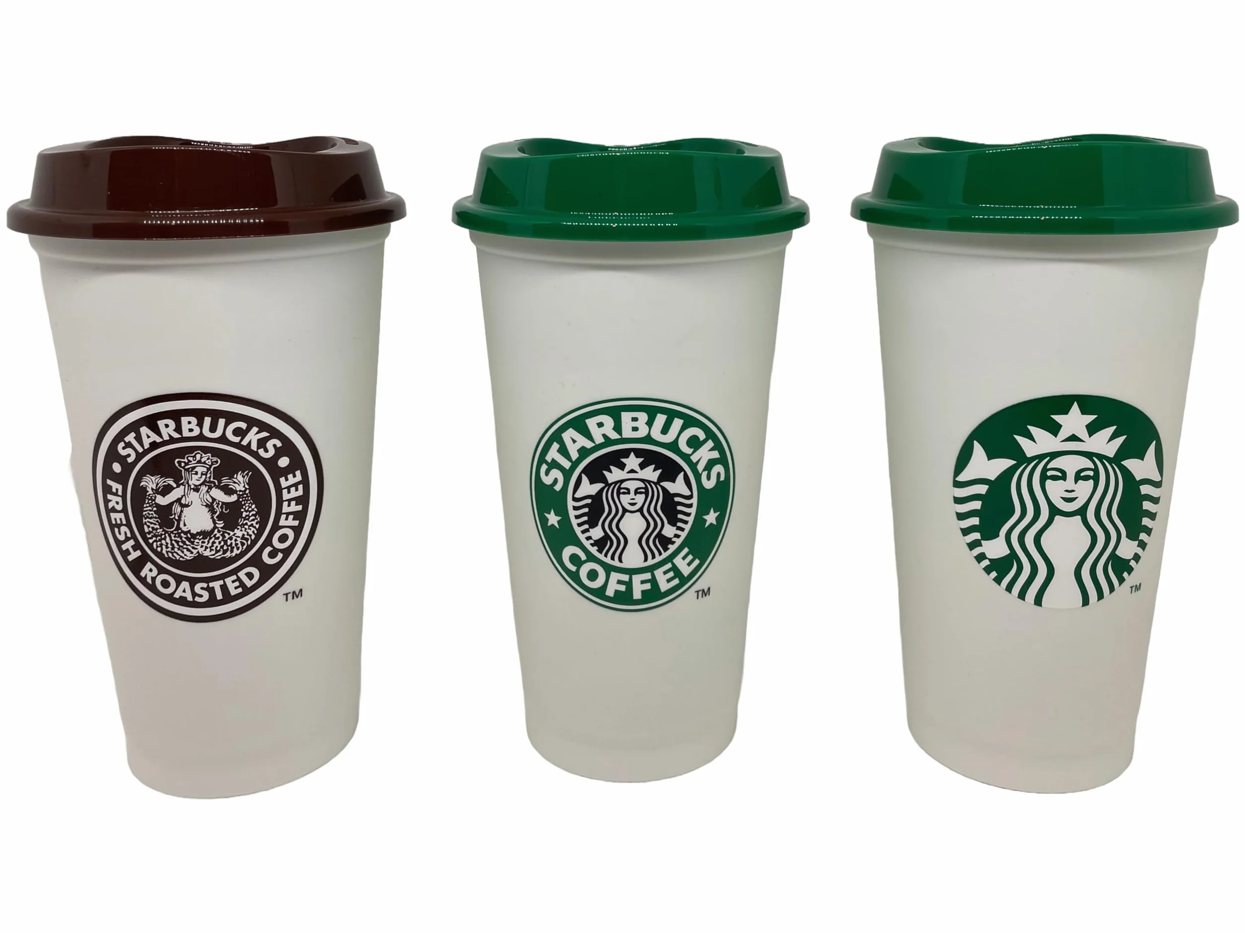 STARBUCKS Heritage Plastikowe kubki podróżne wielokrotnego użytku, limitowana edycja, zestaw 3 kubków, kubków, kubków, Grande Medium, 473 ml, gorące kubki