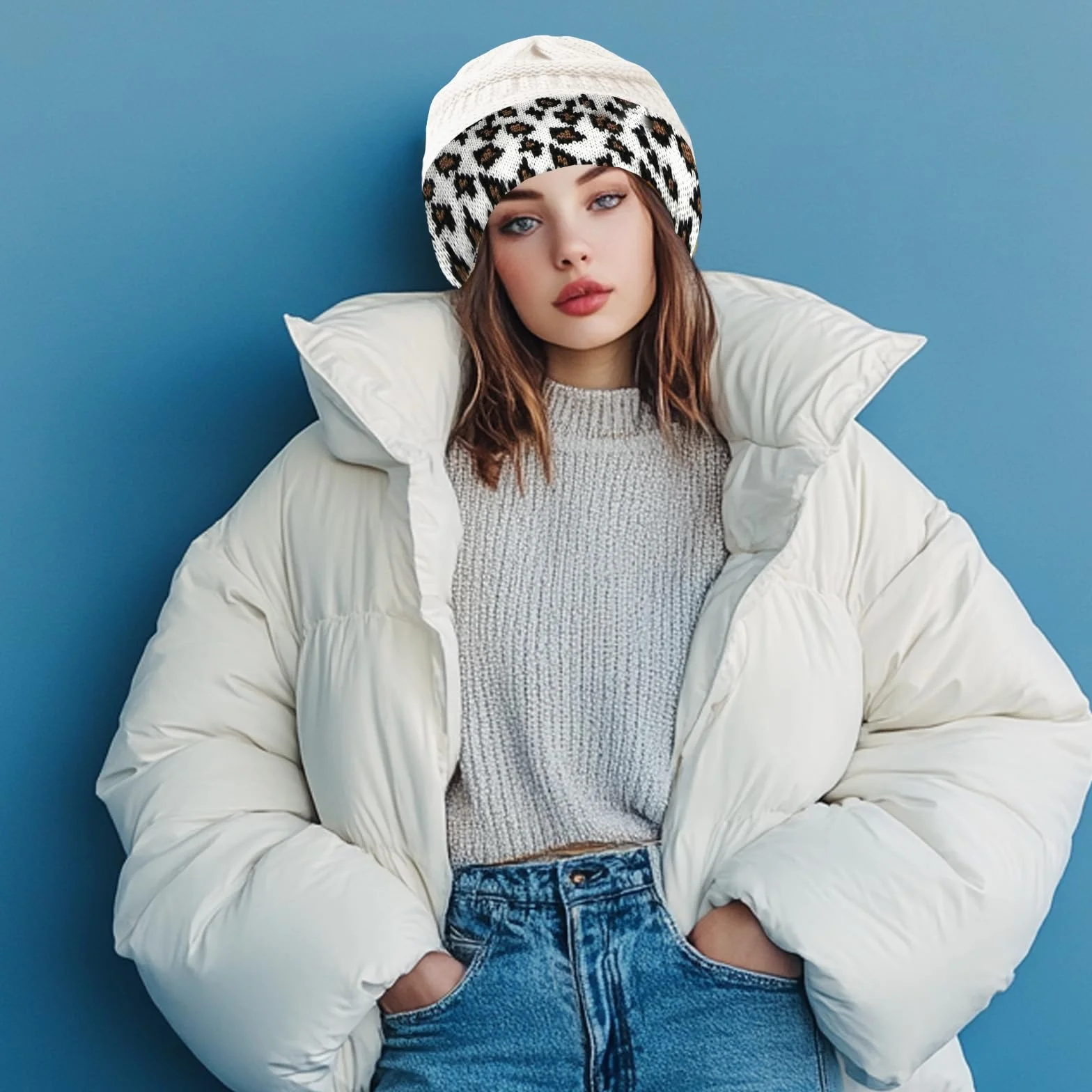 LUKIUP Czapka z dzianiny w stylu dtirnband damska czapka zimowa, ciepła czapka z dzianiny, miękka, rozciągliwa, uniseks, stylowa miejska streetwear, czapka zimowa