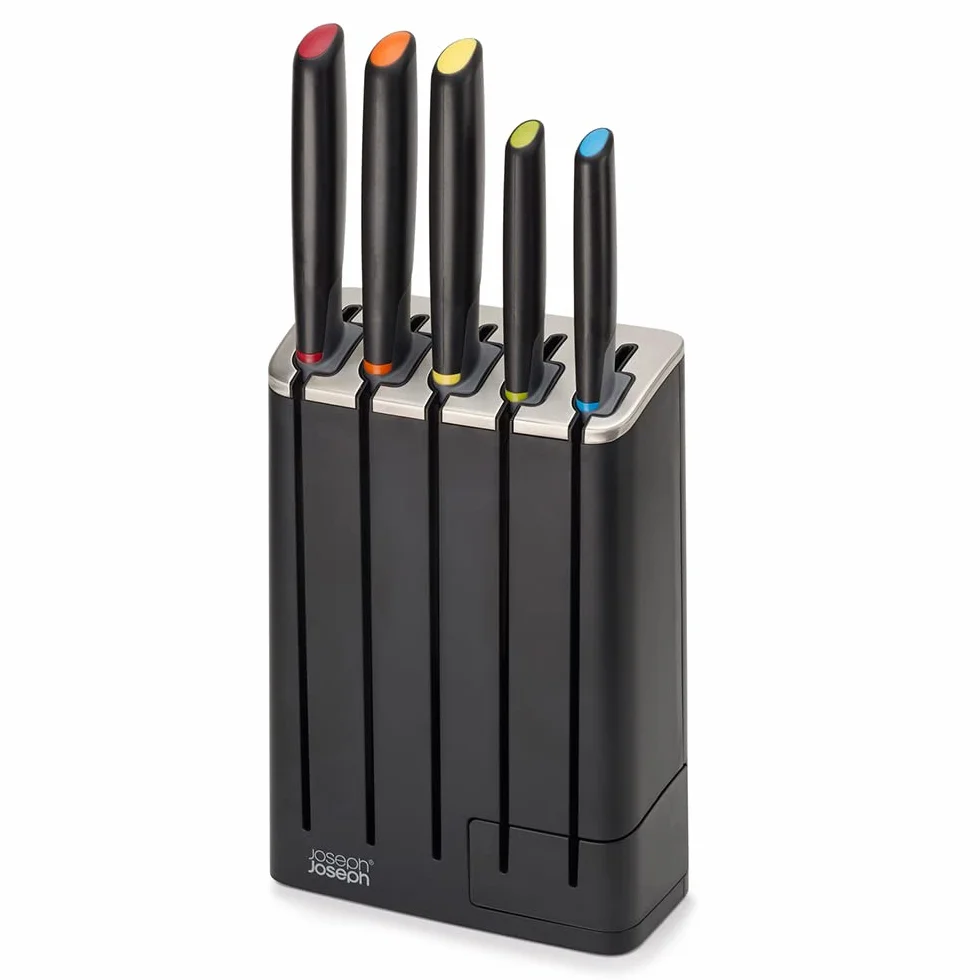 Joseph Joseph Elevate Knives SlimBlock 5-częściowy zestaw noży ze zdejmowaną szlifierką do noży – czarny
