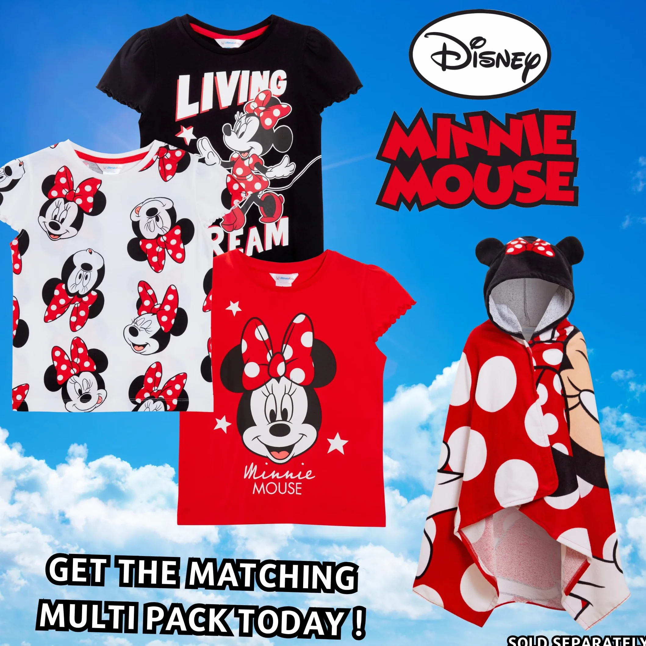 Disney Myszka Minnie ręcznik z kapturem 100% bawełna ponczo plażowy kąpielowy dla dzieci