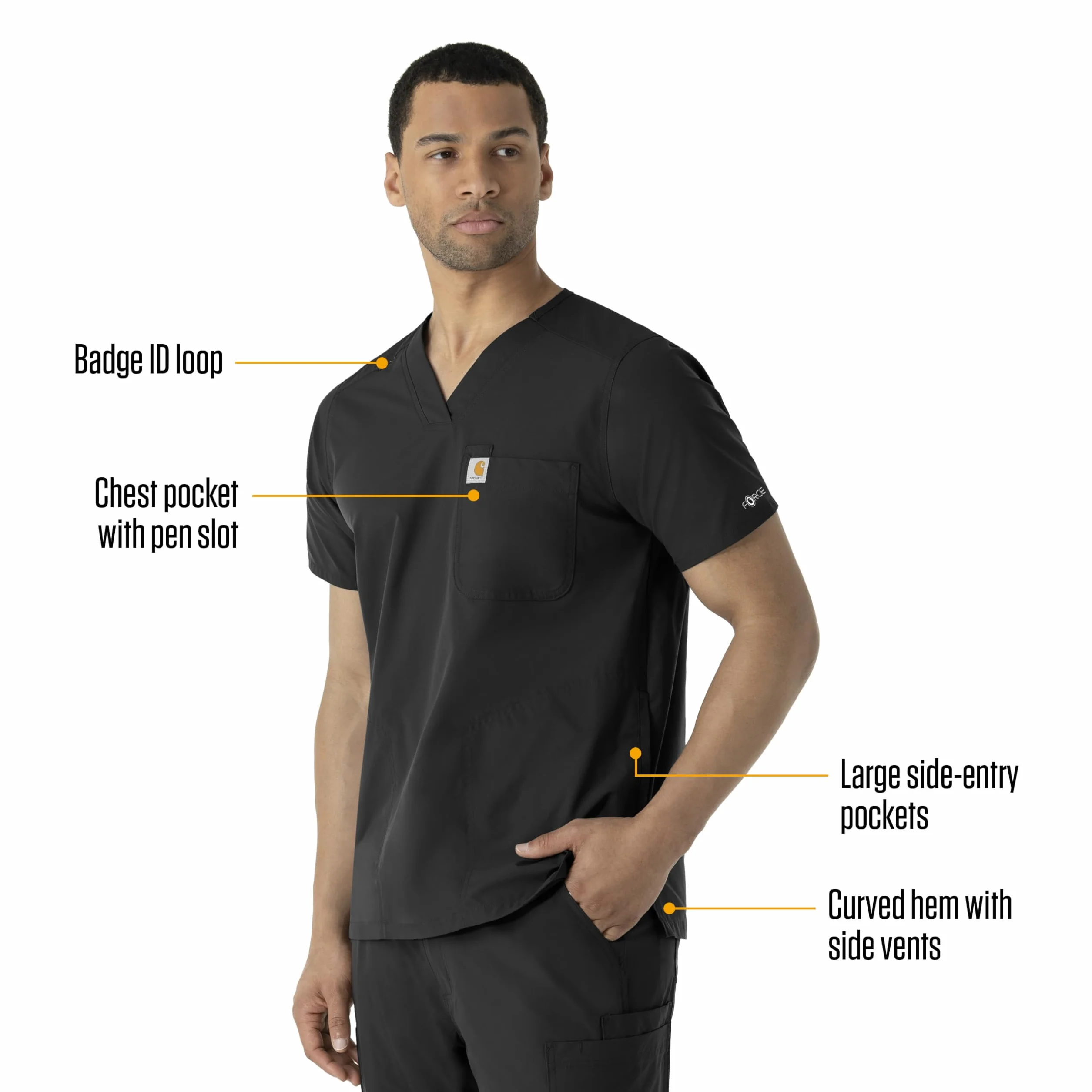 Carhartt Męska koszula medyczna, czarny, XS