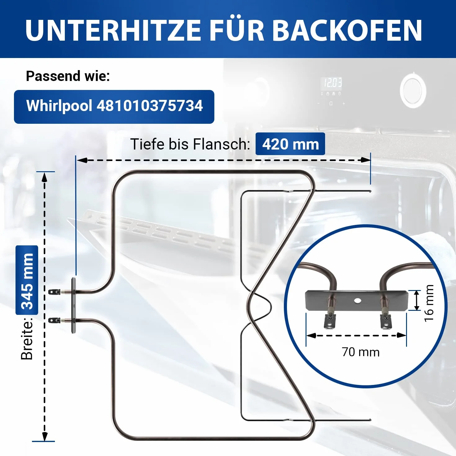 VIOKS Element grzejny 230V 1150W zamiennik do Whirlpool 481010375734 do piekarnika