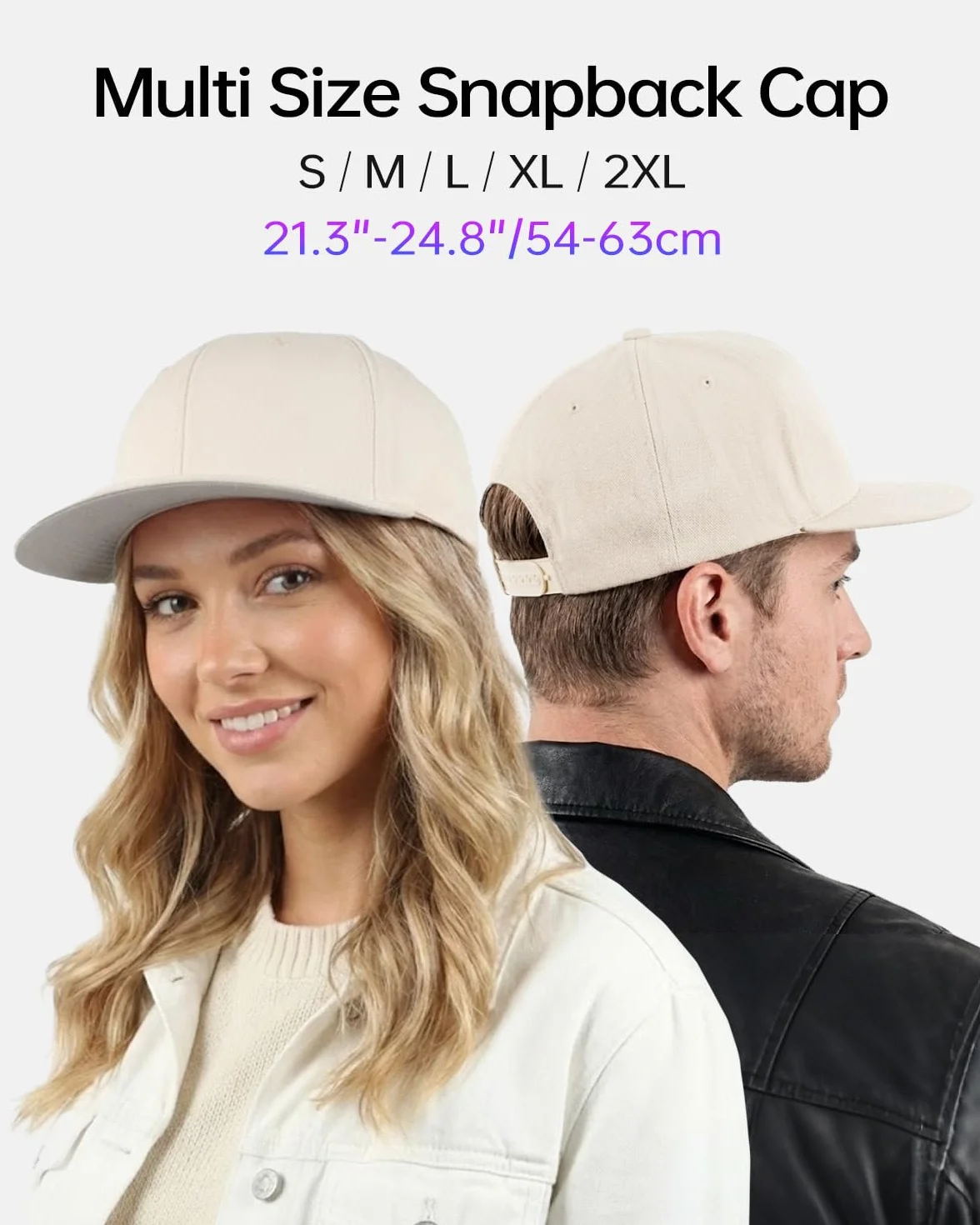 Zylioo Czapka oversize XXL Snapback, bardzo duże płaskie czapki snapback, L M pusta czapka strukturalna dla mężczyzn kobiet