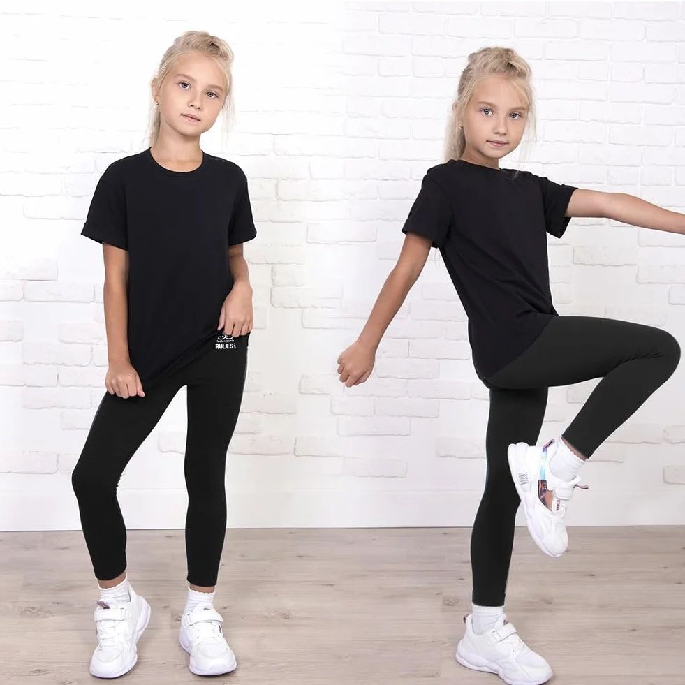 HOTUT Dziewczęce Legginsy, 3PCS Dziewczęce dzieci pełnej długości gładkie legginsy, czarny Dziewczęce Legginsy dla Dziewczynek, Dziecięce Długie Legginsy dla dzieci w wieku 7-14 lat - 140CM