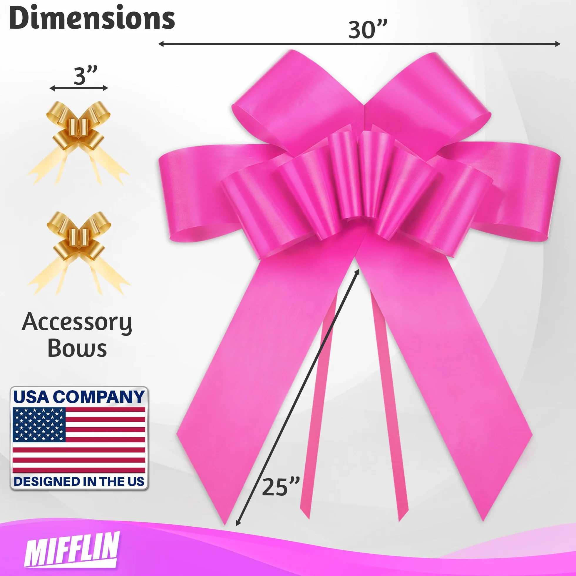 Mifflin - Big Car Bow - Butterfly Shape Gift Bow - Giant Bow for Car - Birthday Bow - Huge Car Bow - Car Bows