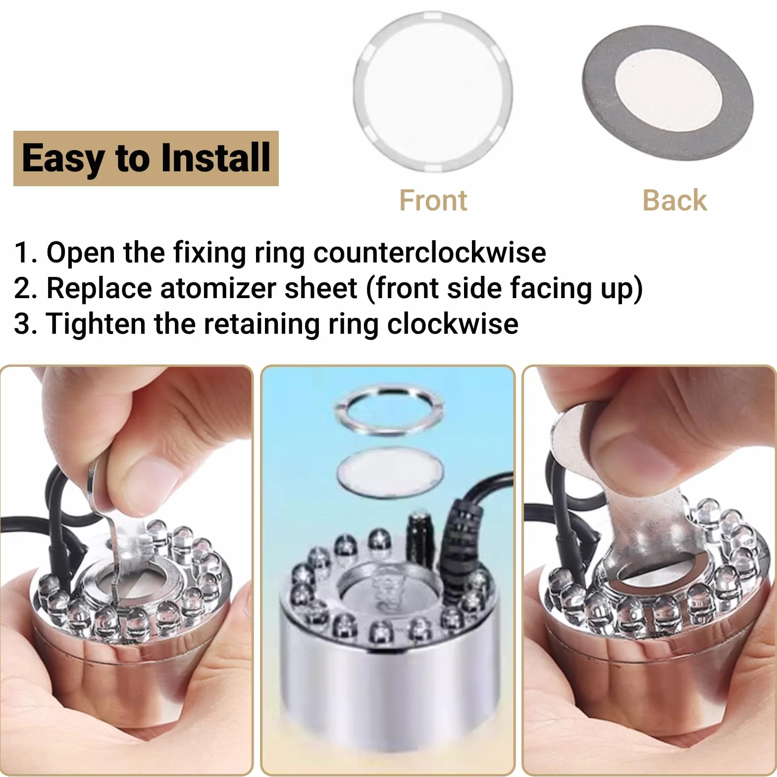 Ultrasonic Mist Maker Ceramic Disc 20mm Replacement Atomizer Accessories Set for Humidifier
