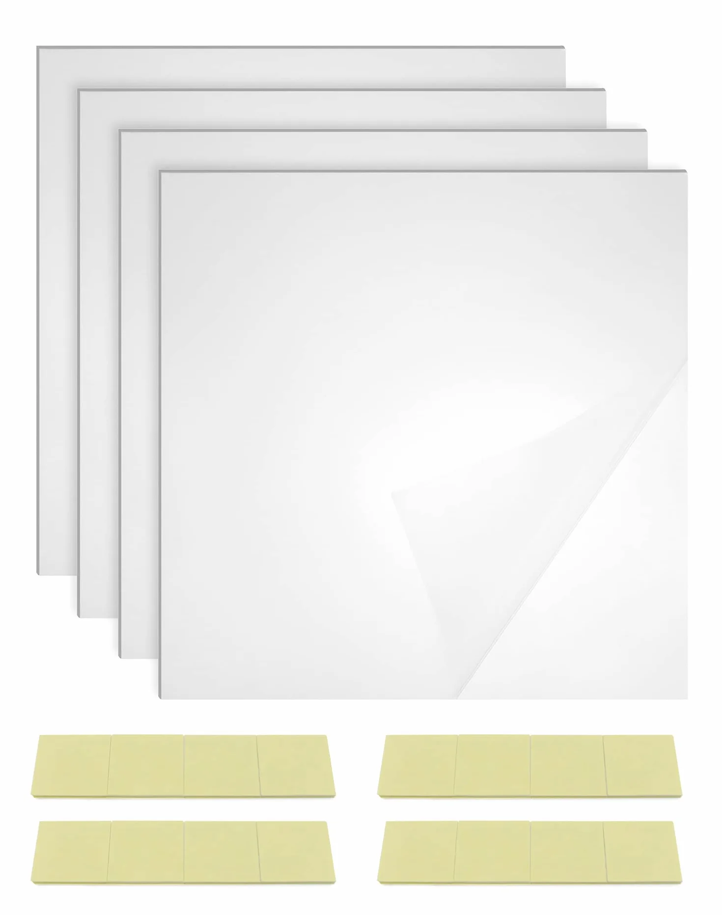 QWORK® 4 płytki lustrzane samoprzylepne, lustro akrylowe 30x30cm, do salonu, sypialni, łazienki